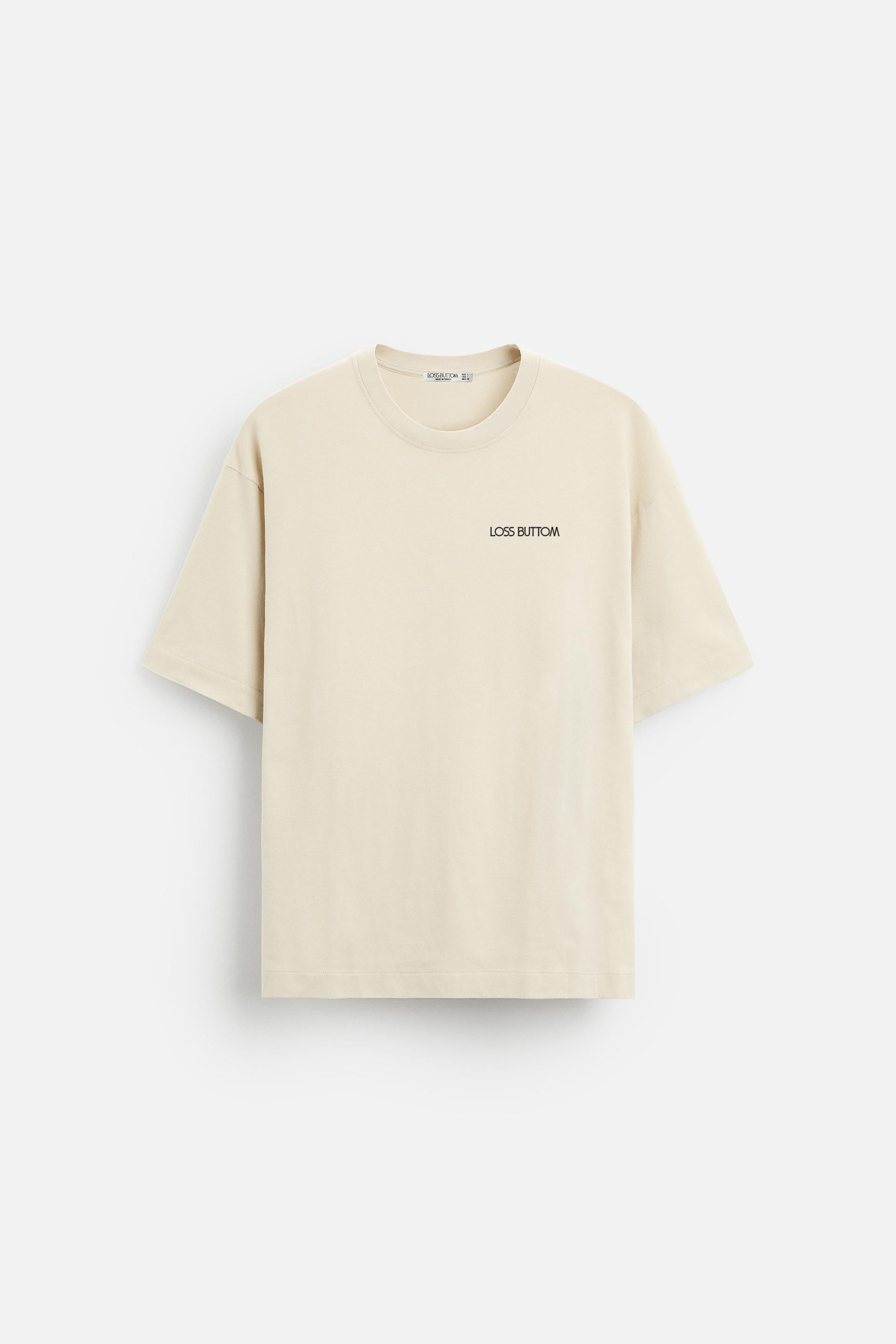 Oversize Basic Kabartma Baskı Tek Renk T-Shirt