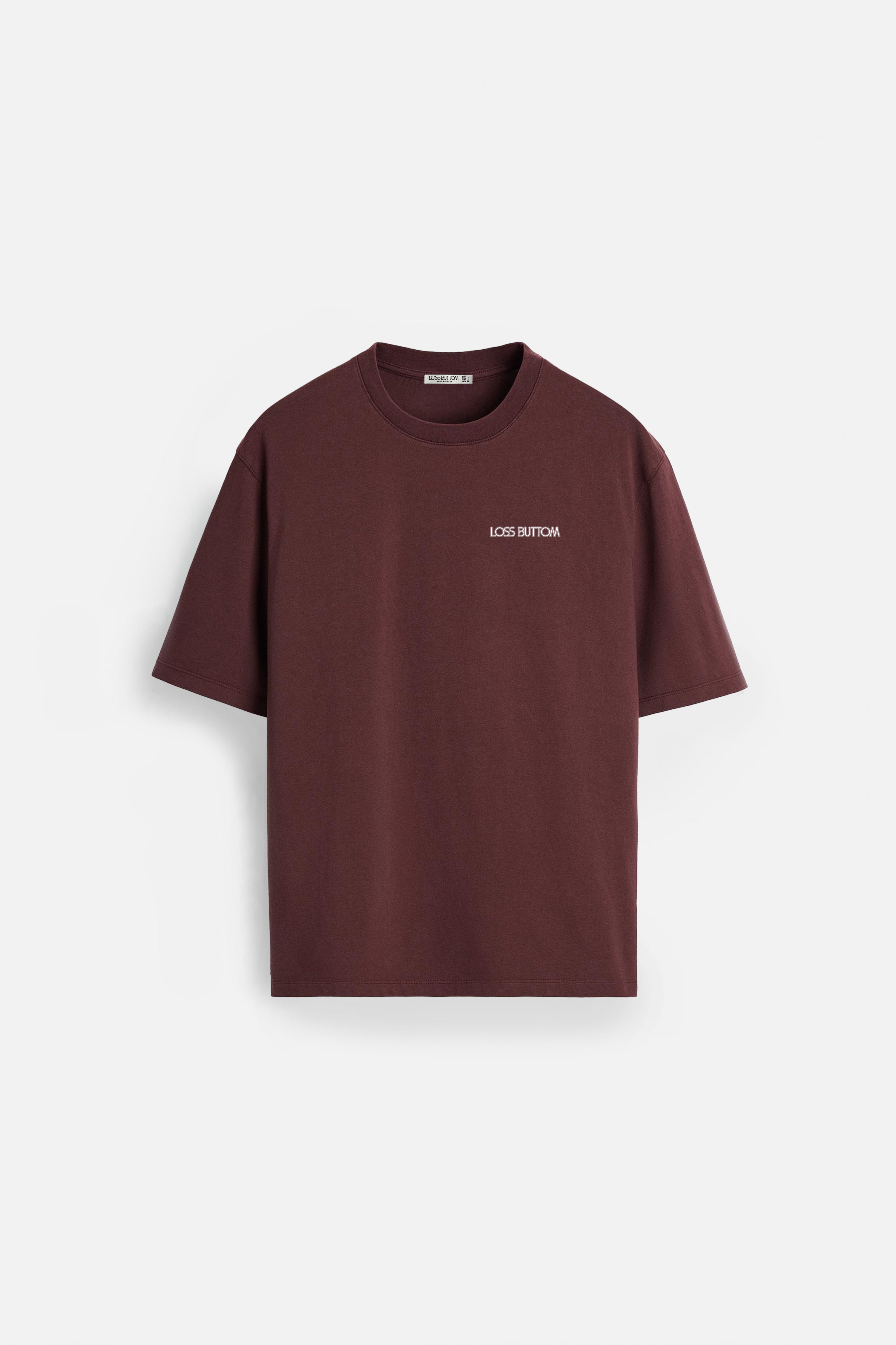 Oversize Basic Kabartma Baskı Tek Renk T-Shirt