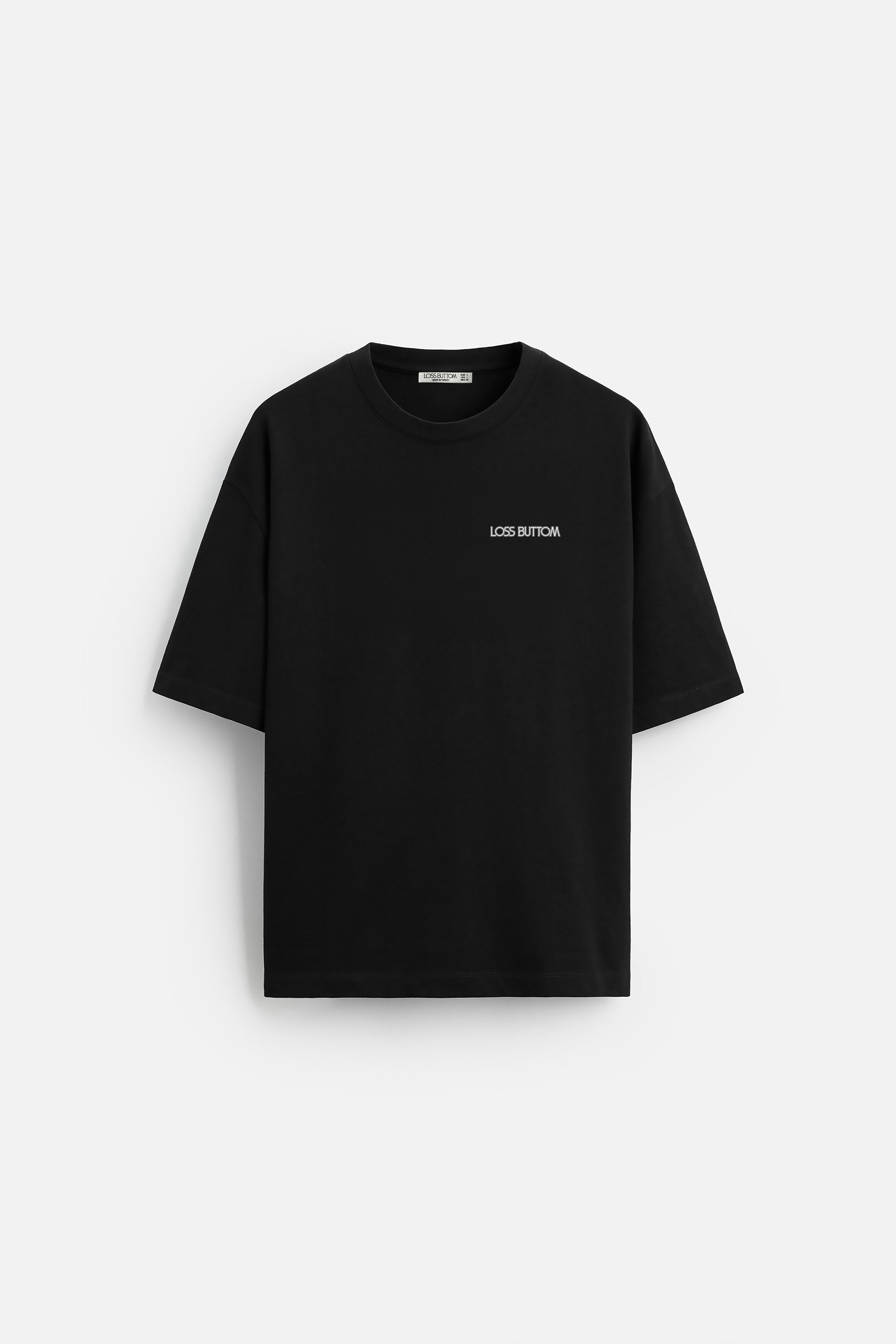 Oversize Basic Kabartma Baskı Tek Renk T-Shirt