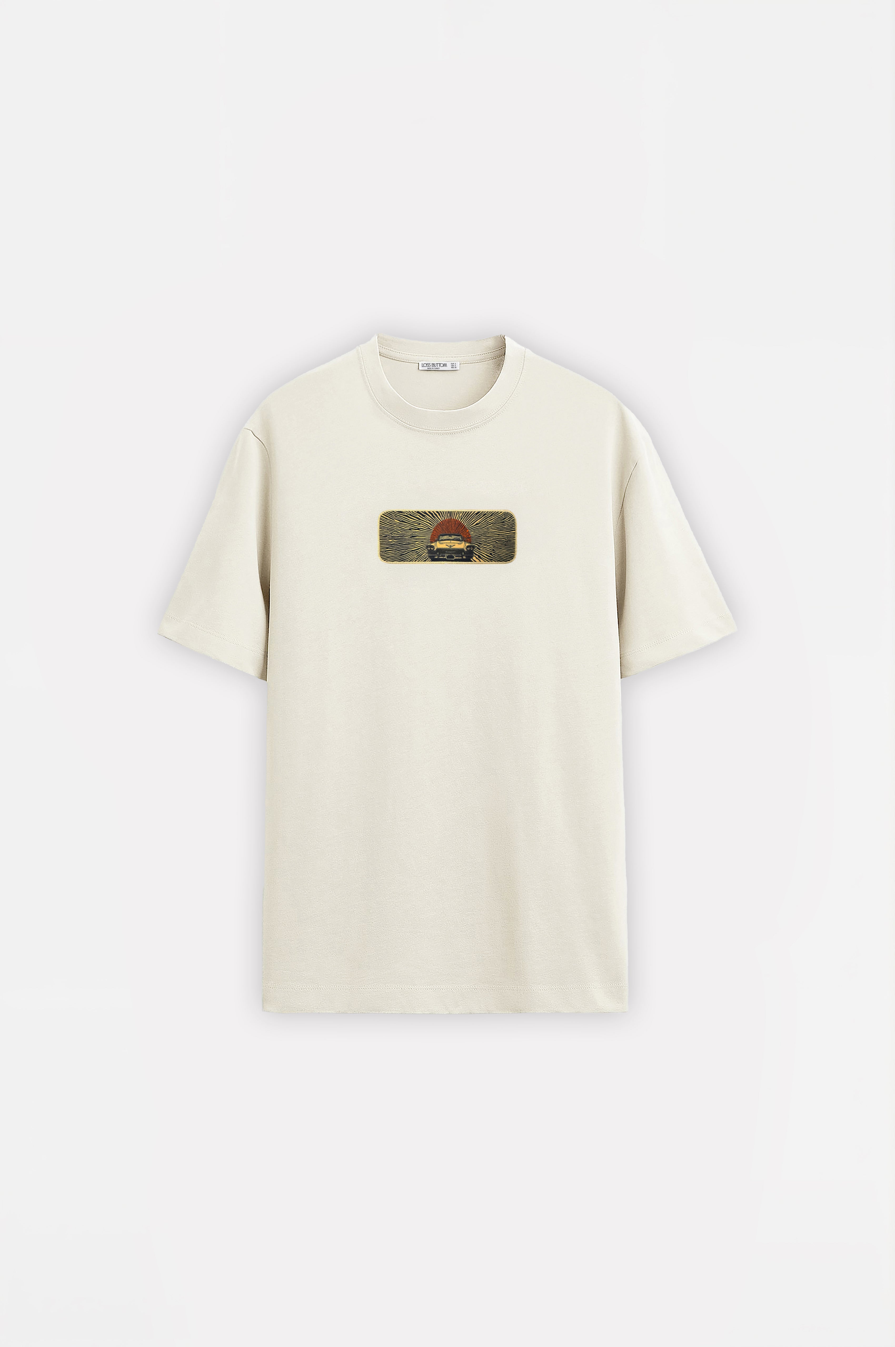 Ağır Kumaş Oversize T-Shirt Classic Car Kenar Buttom Nakış
