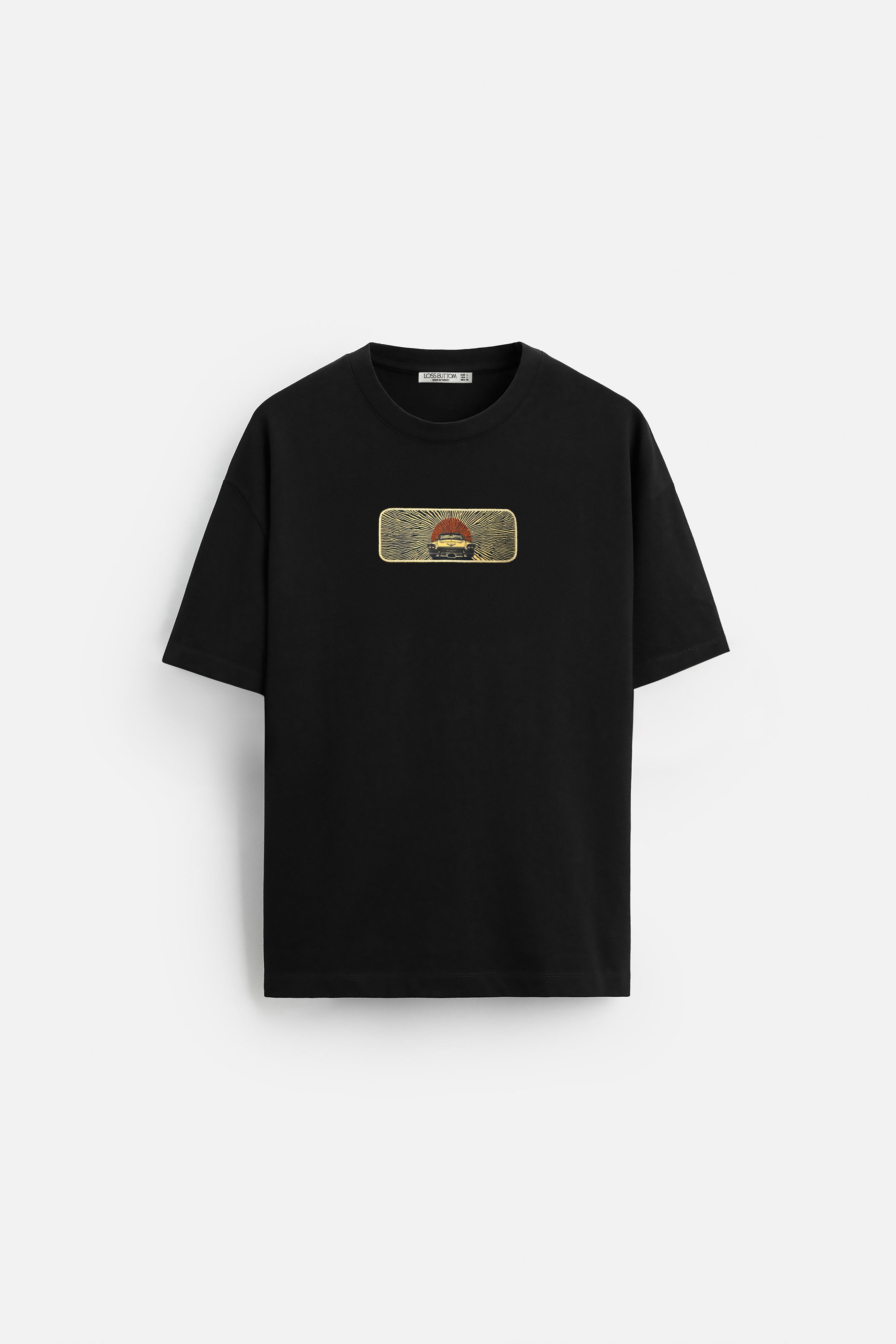 Ağır Kumaş Oversize T-Shirt Classic Car Kenar Buttom Nakış