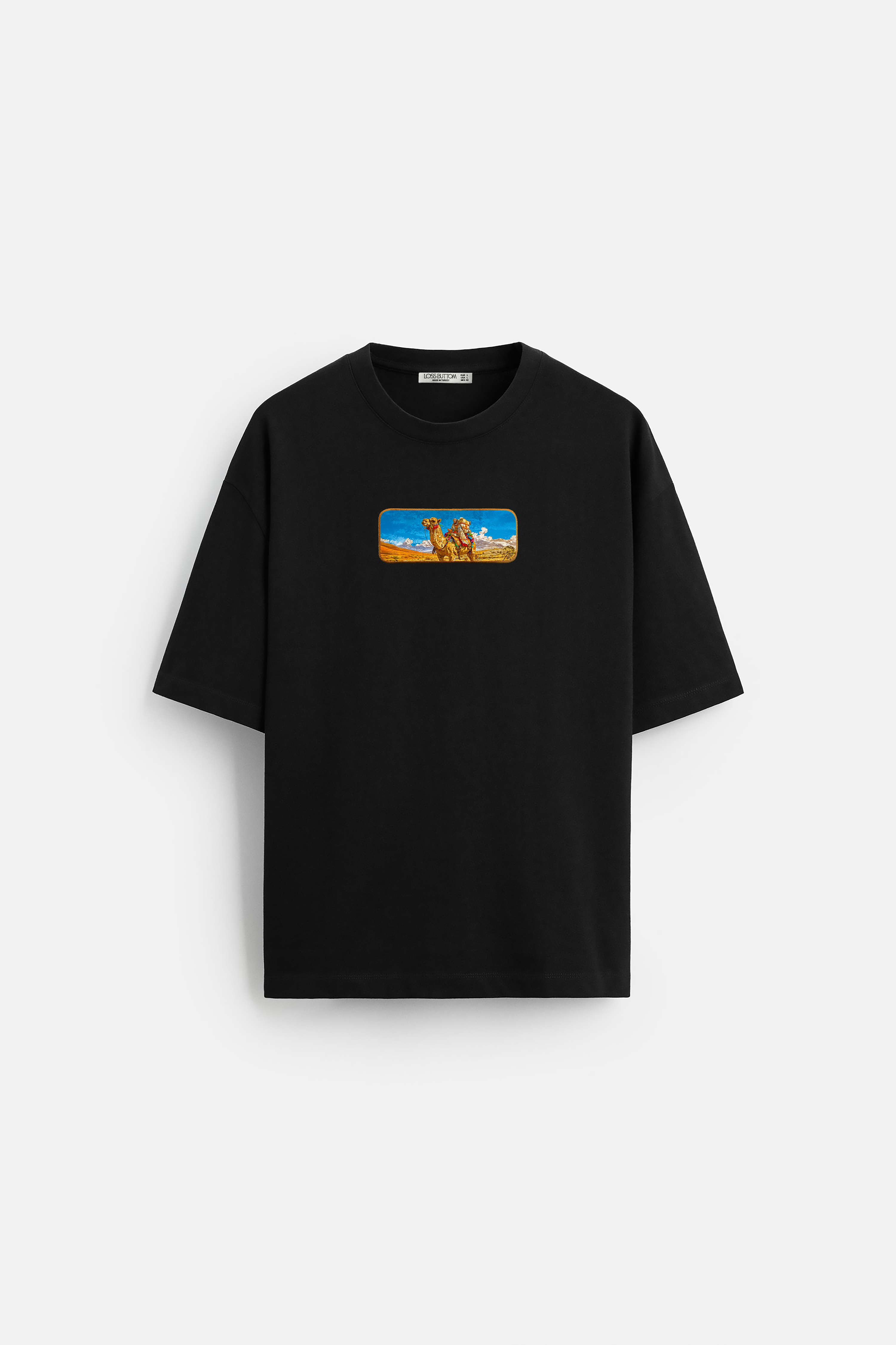 Oversize T-Shirt Camel Kenar Buttom Nakış