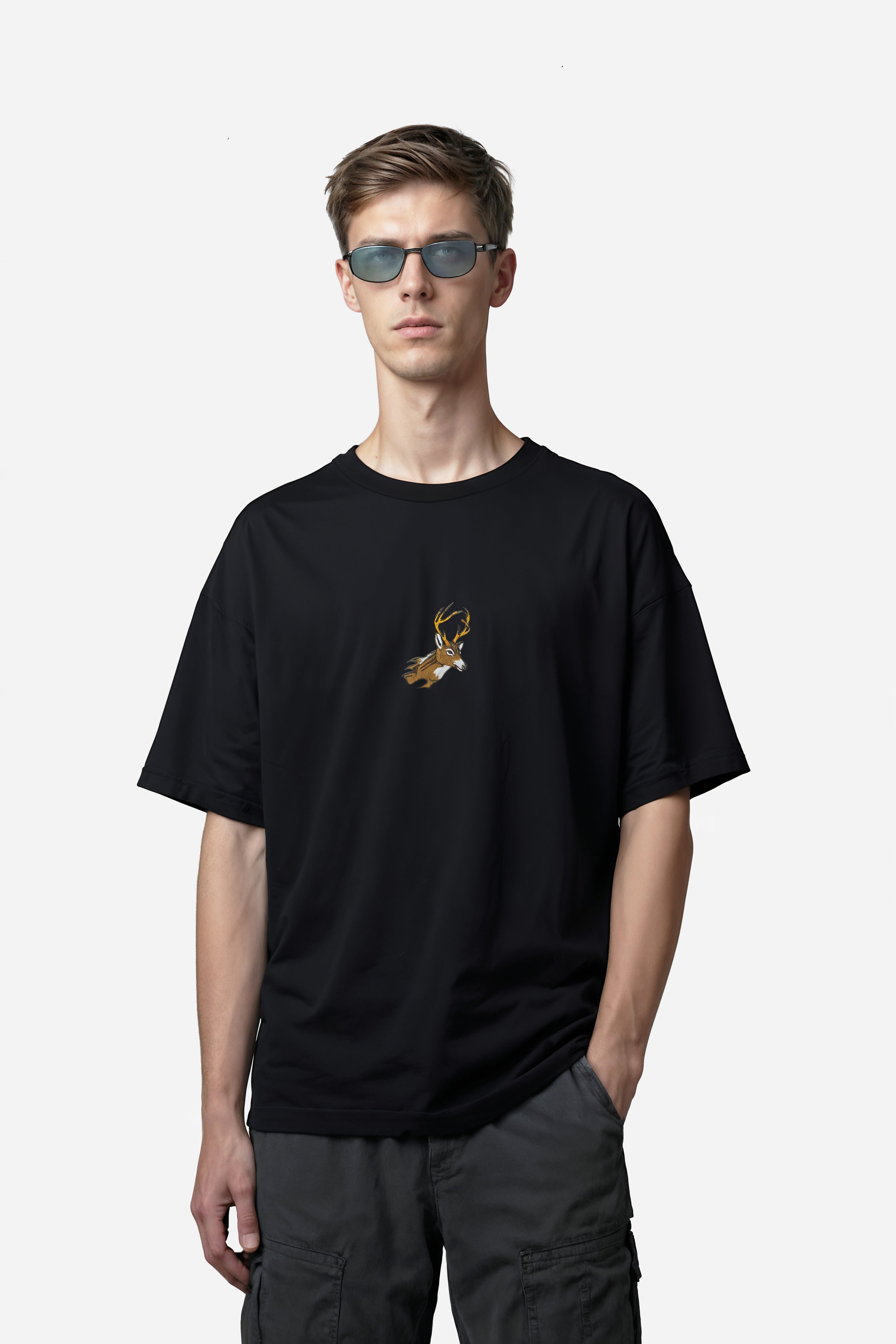 Oversize T-Shirt Deer Nakış