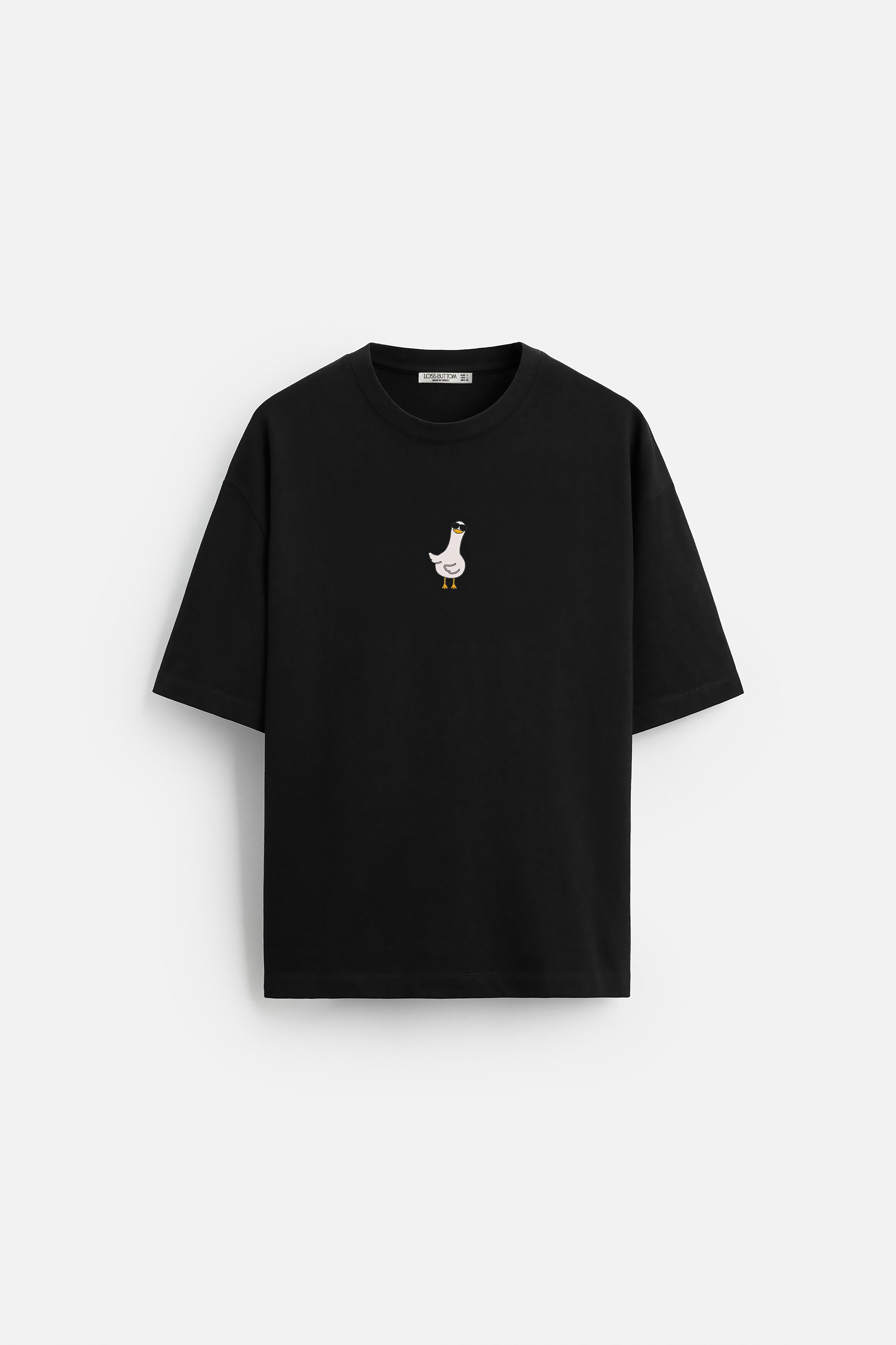 Oversize T-Shirt Goose With Glasses Nakış