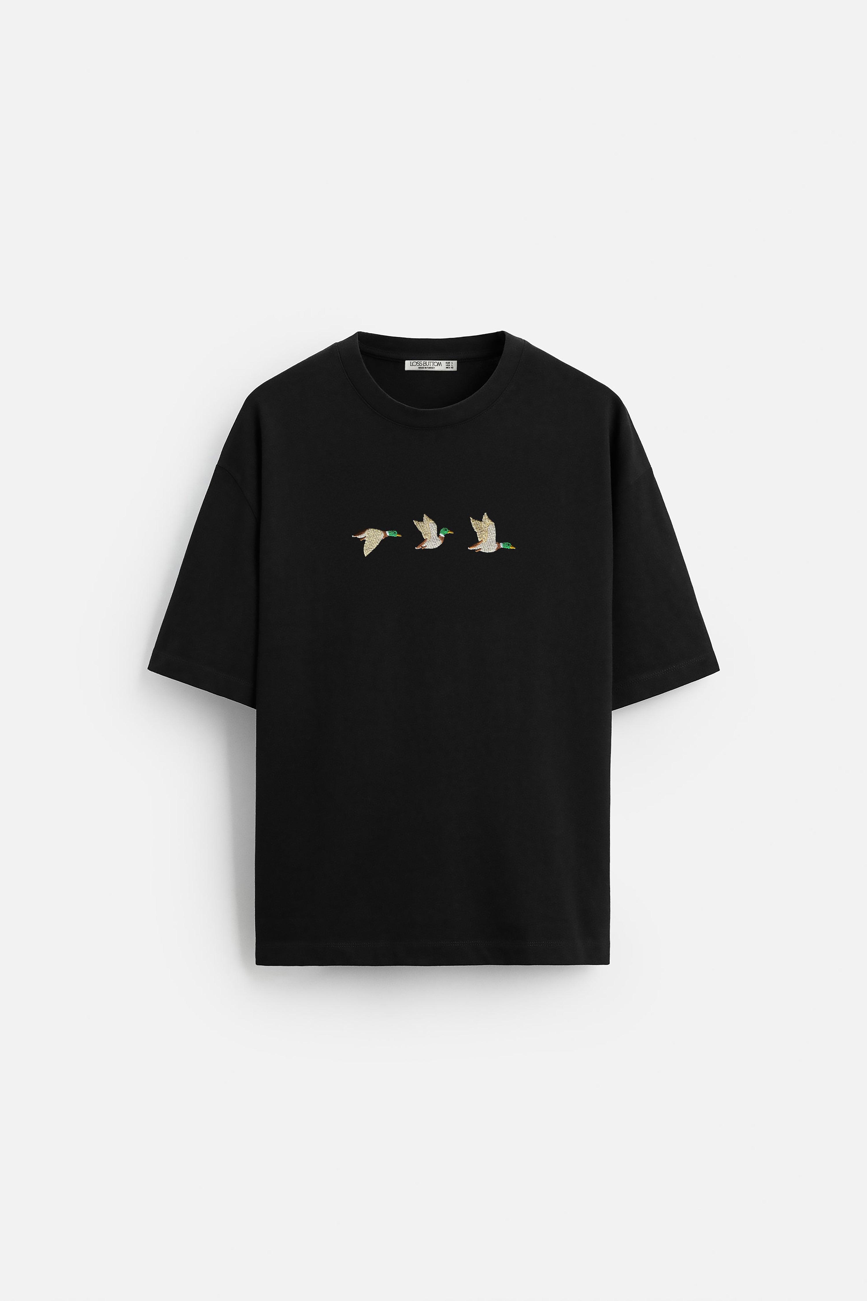 Oversize T-Shirt Flying Ducks Nakış - Loss Buttom