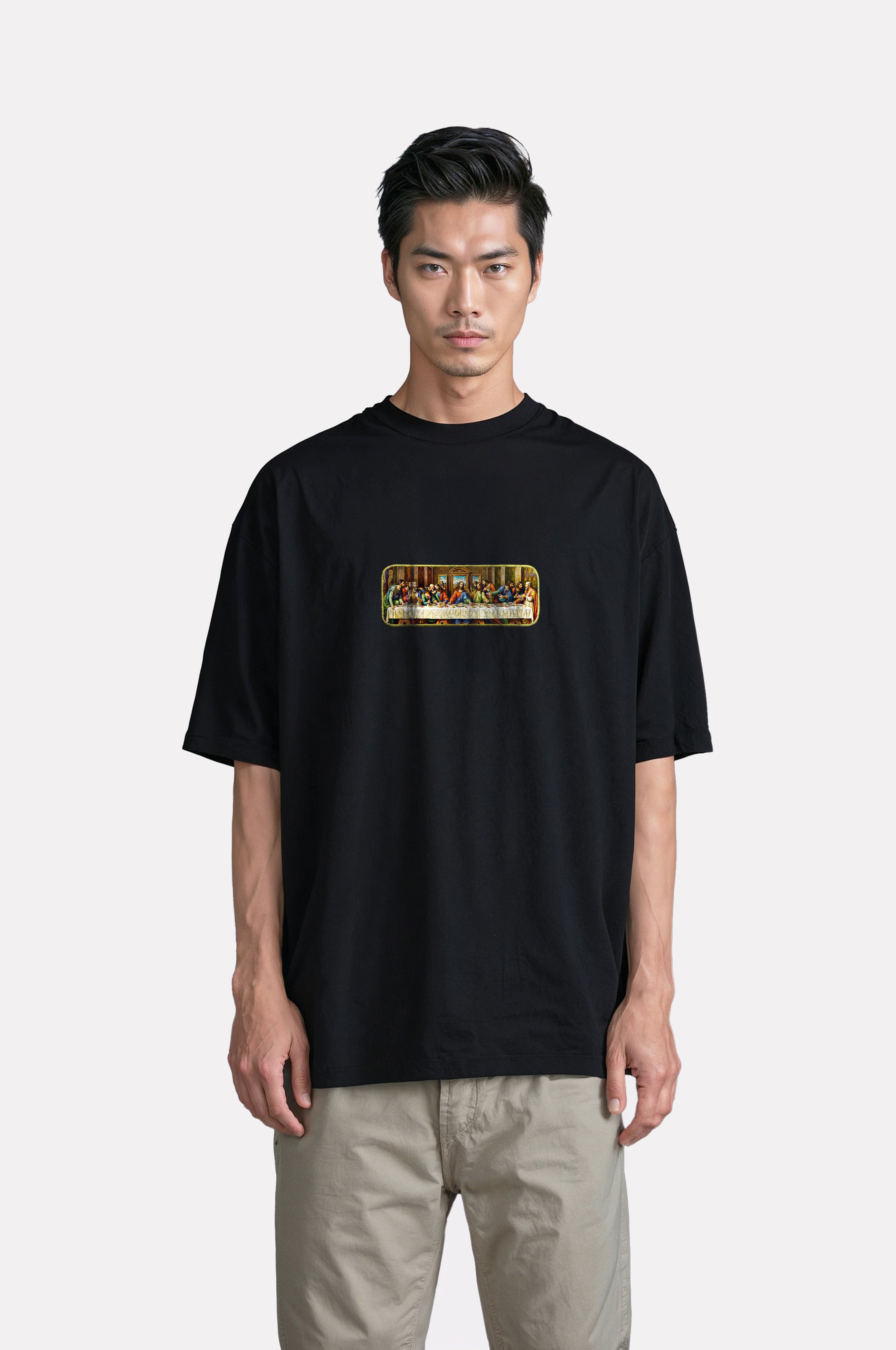 Oversize T-Shirt The Last Supper Kenar Buttom Nakış