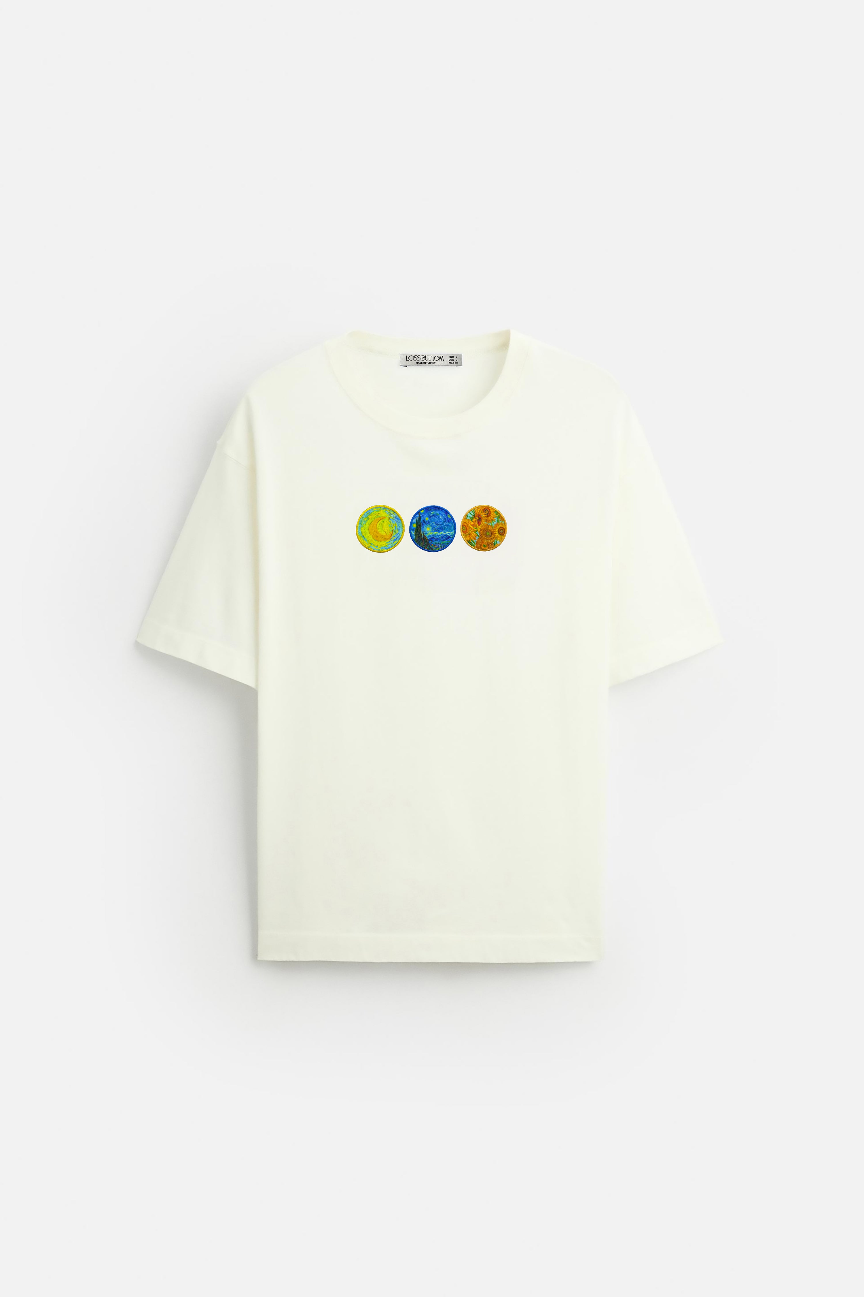 Oversize T-Shirt Van Gogh Art Kenar Buttom Nakış