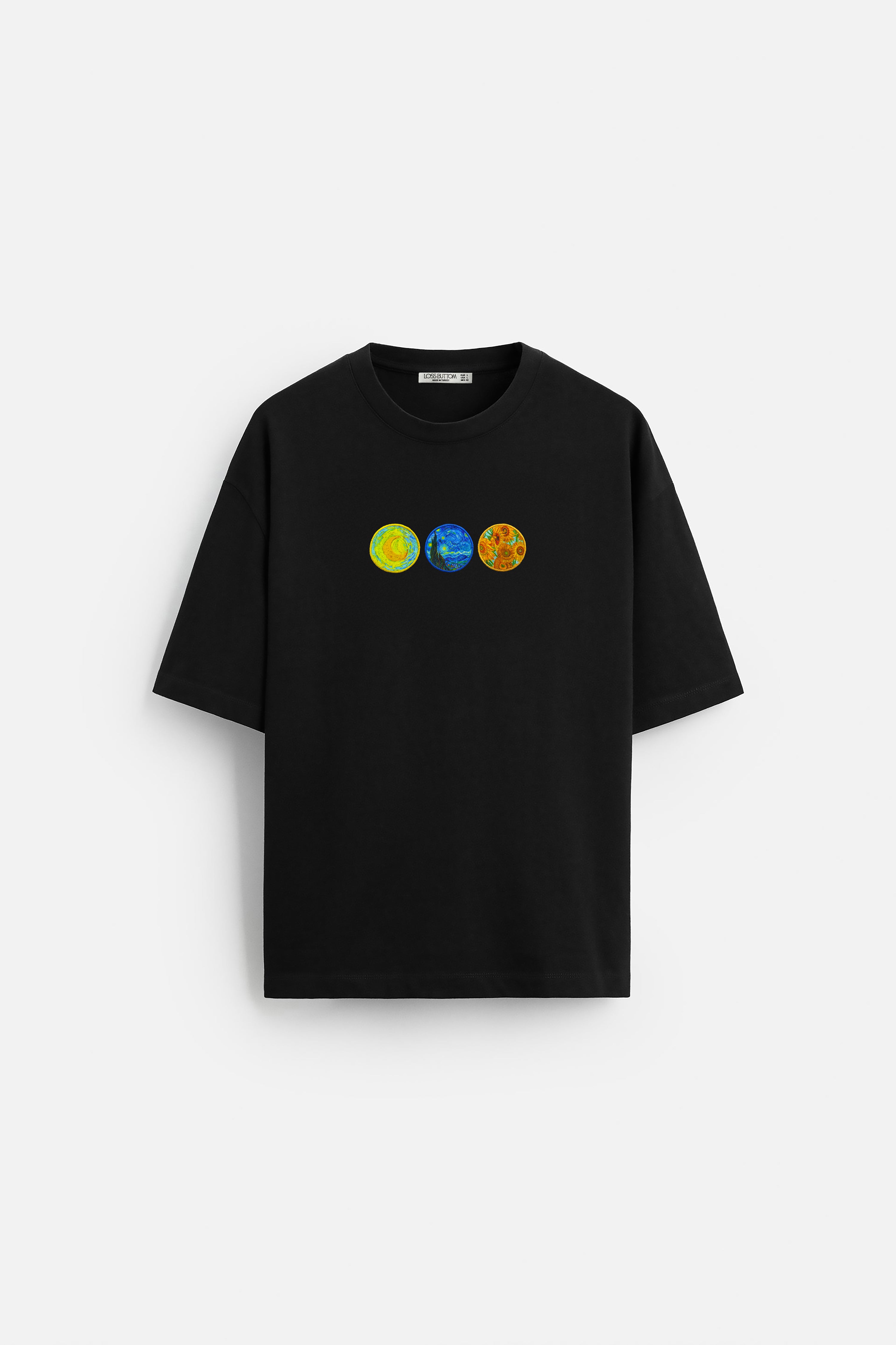Oversize T-Shirt Van Gogh Art Kenar Buttom Nakış