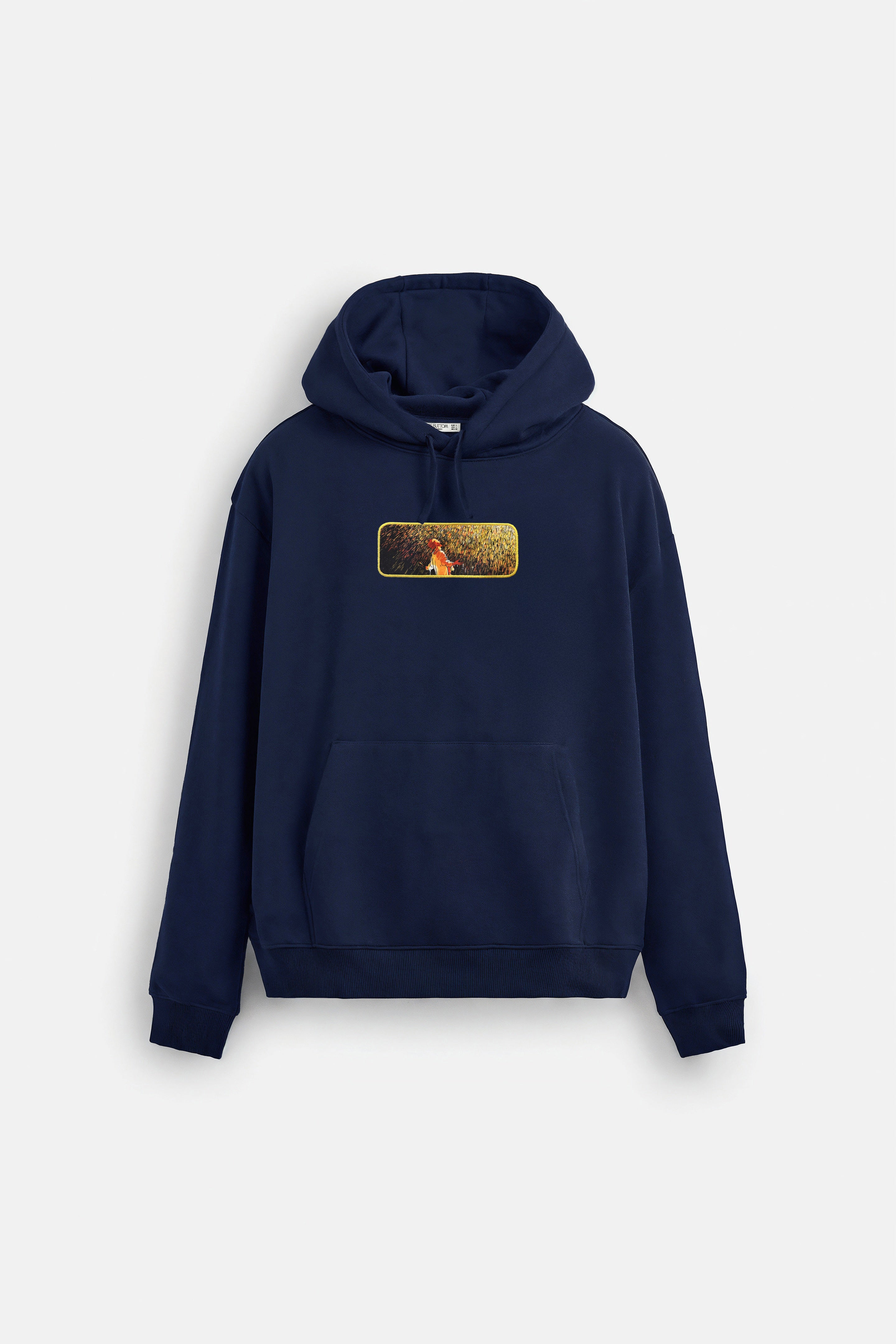 Oversize Hoodie Rain Man Kenar Buttom Nakış