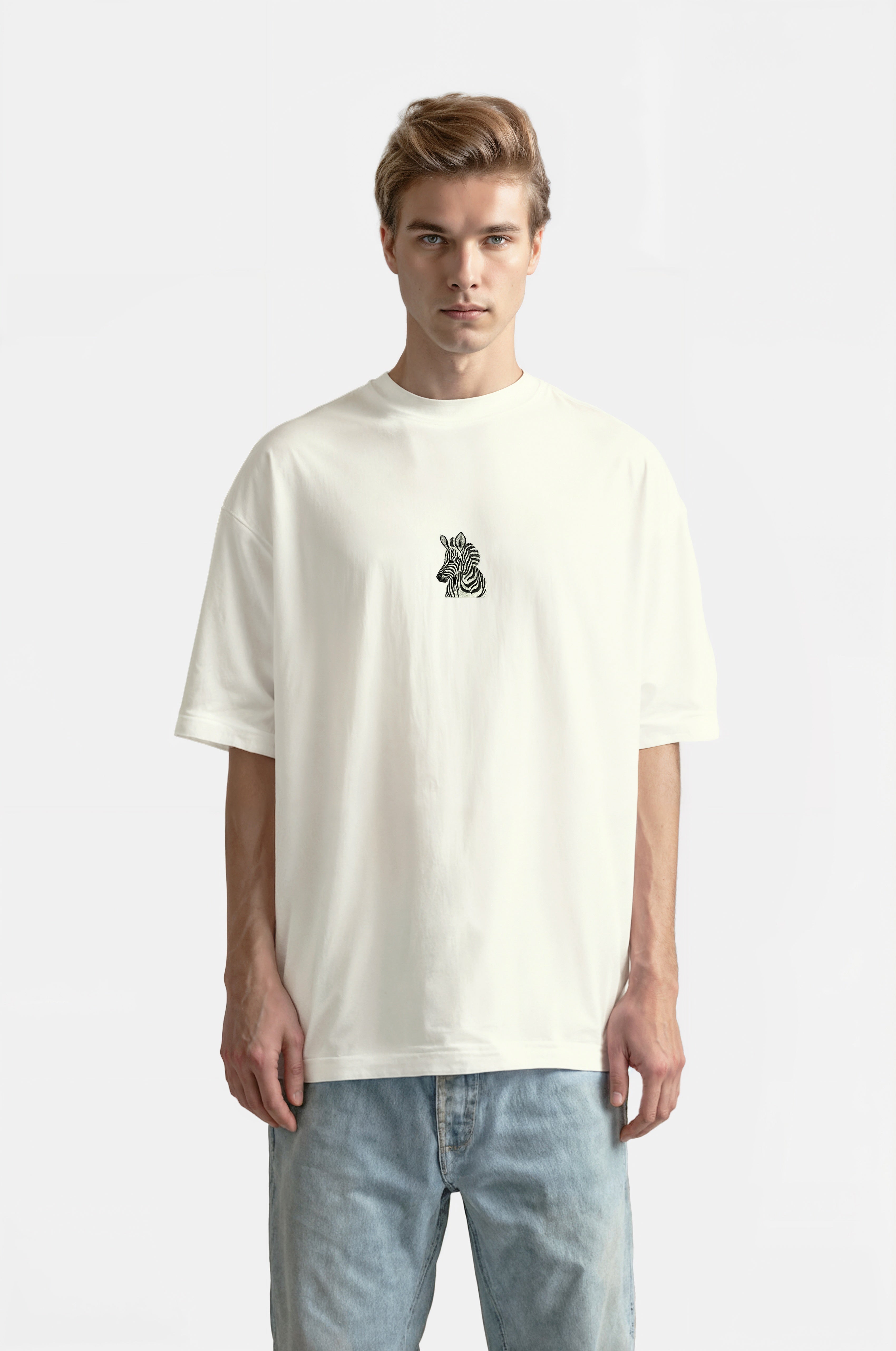 Oversize T-Shirt Zebra Nakış