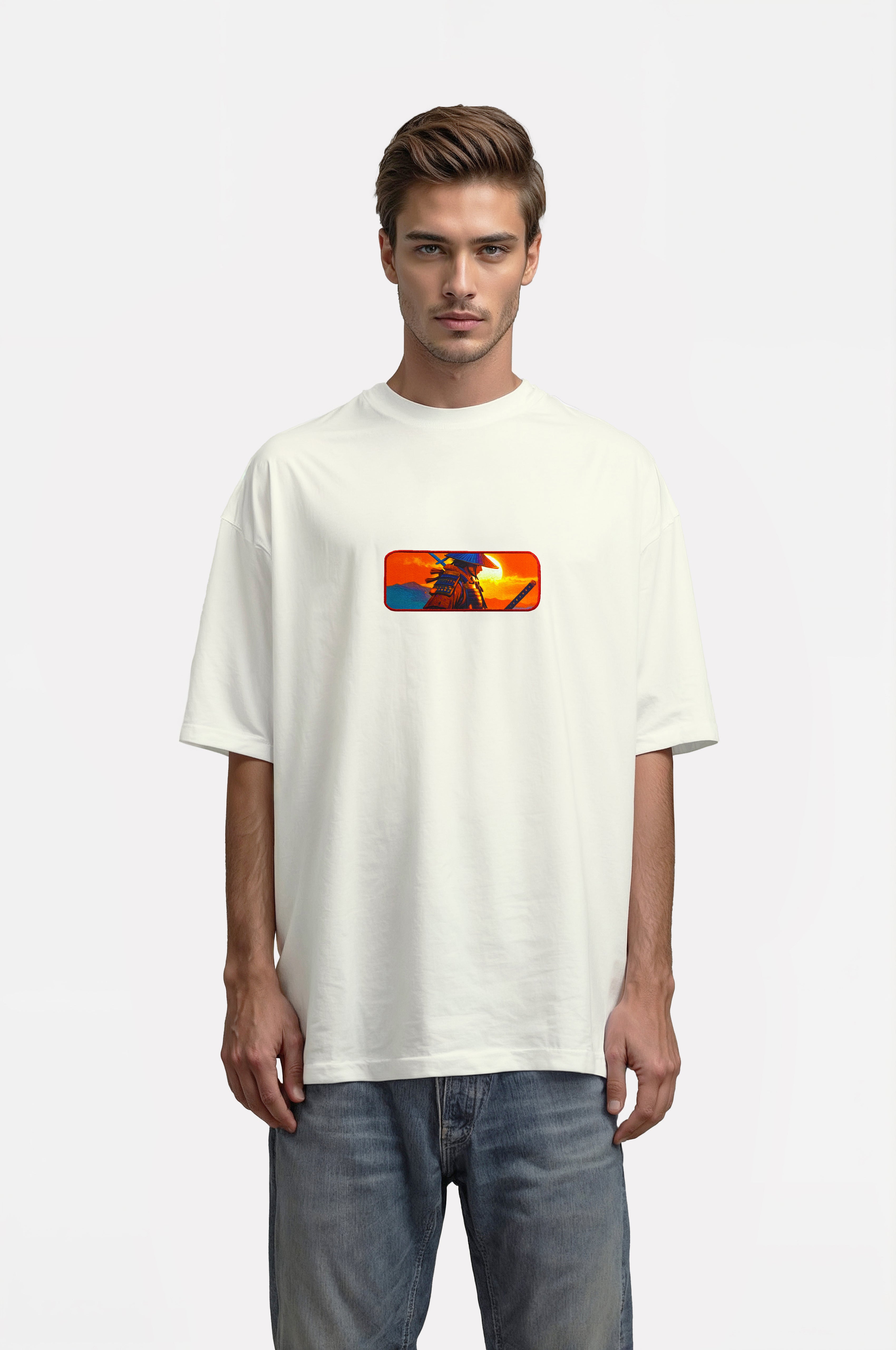Oversize T-Shirt Alone Samurai Buttom Kenar Nakış