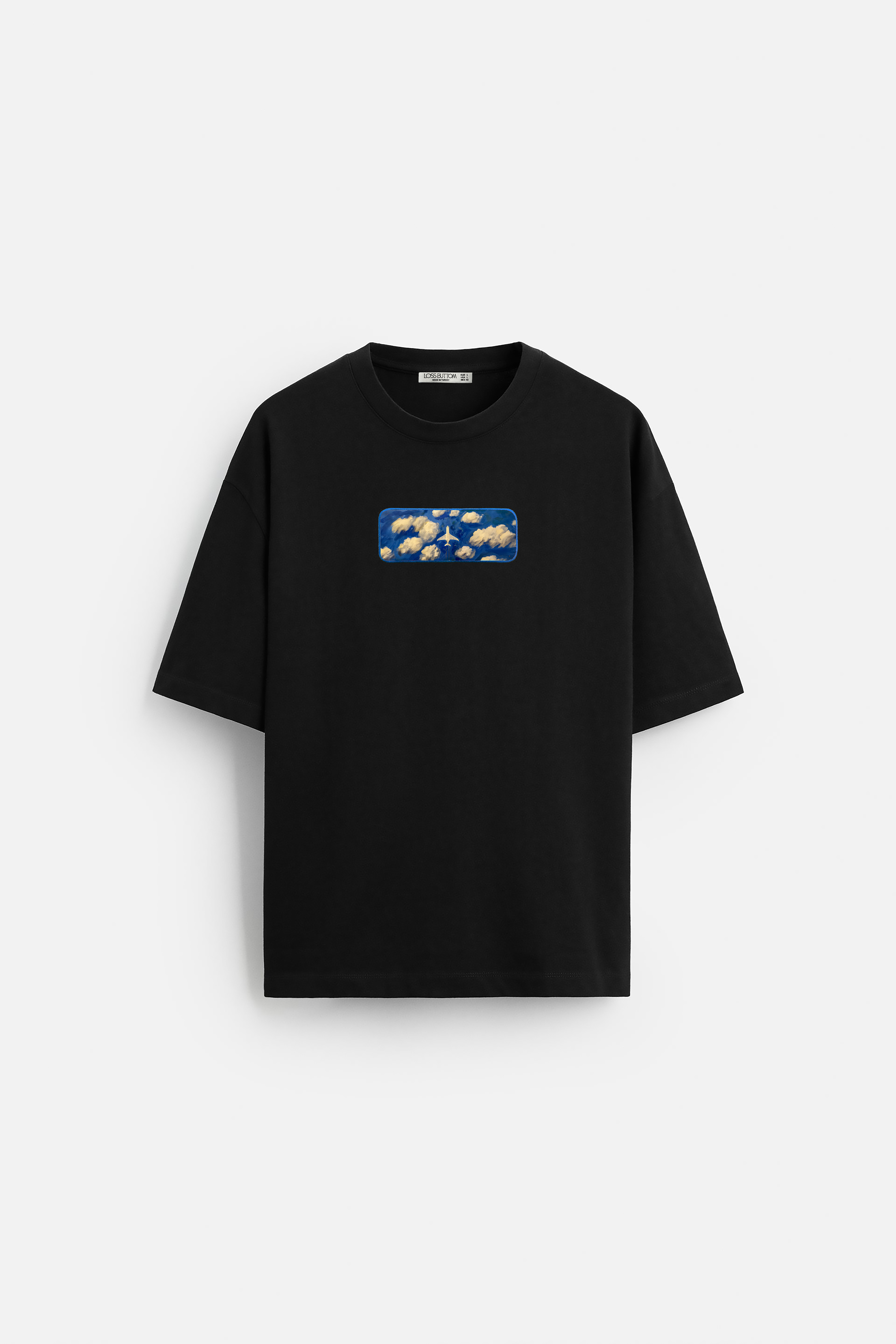 Oversize T-Shirt Plane Maldives Buttom Kenar Nakış
