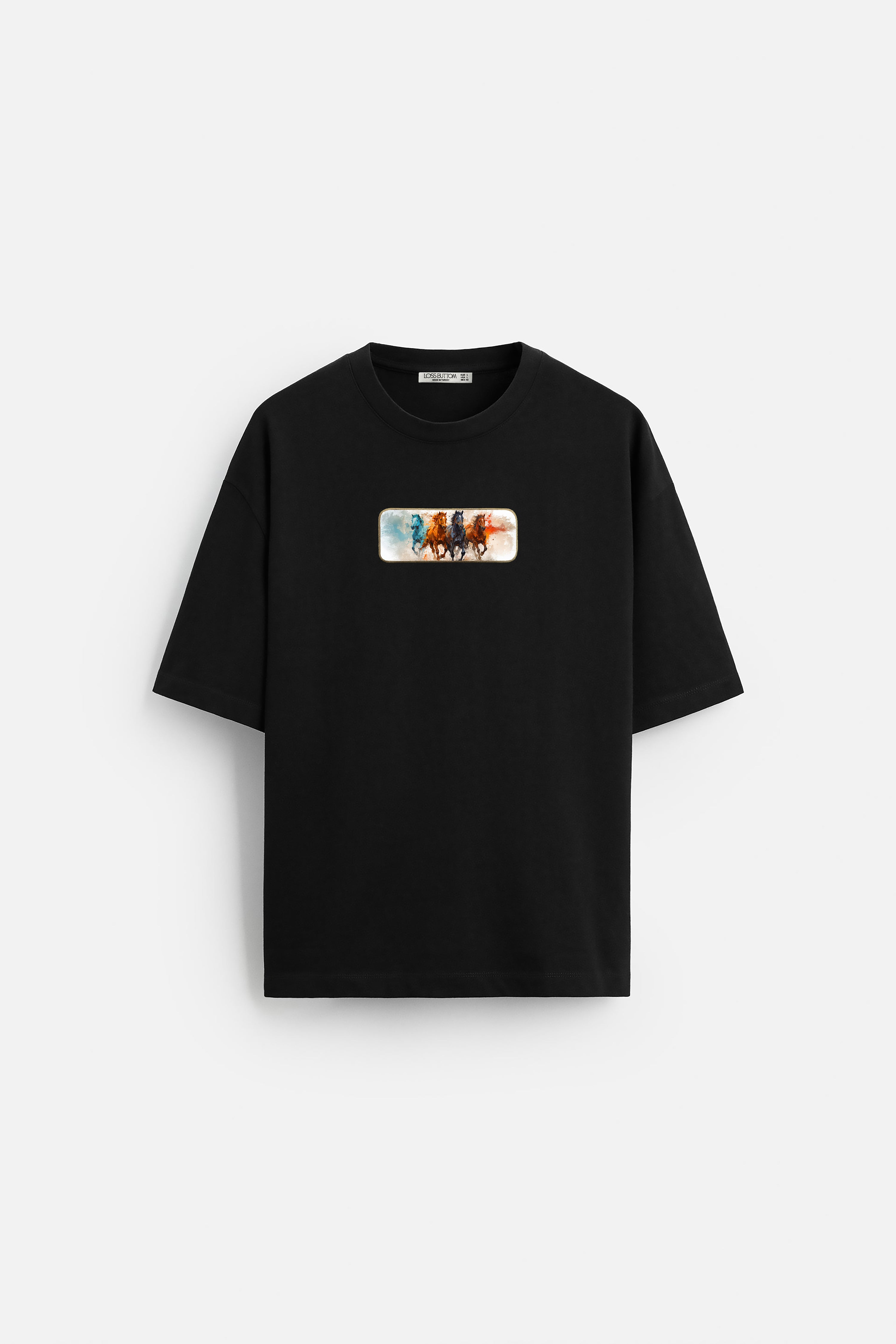 Oversize T-Shirt Horse's Kenar Buttom Nakış