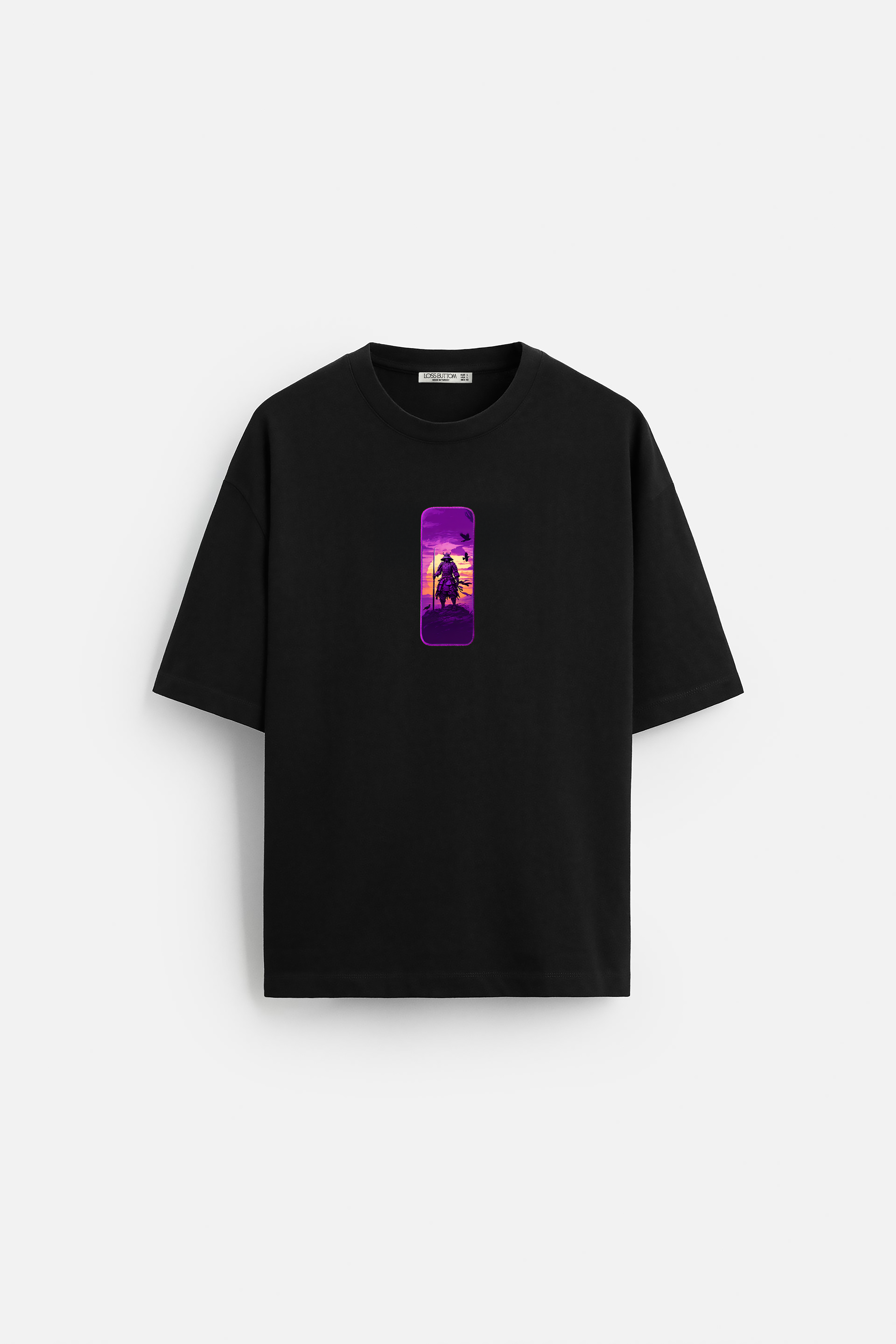 Oversize T-Shirt Crow Samurai Kenar Buttom Nakış