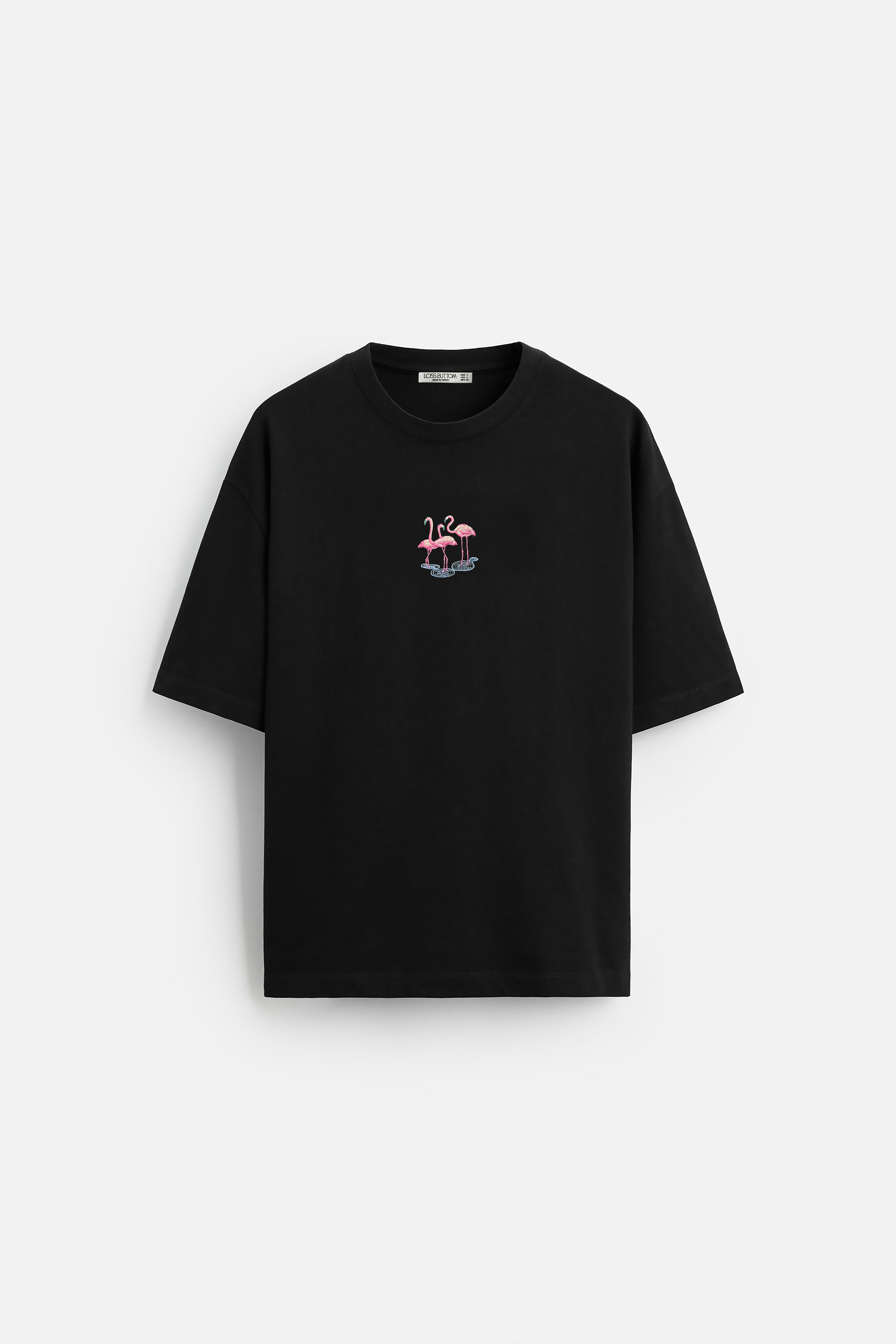 Oversize T-Shirt Flamingo's Nakış - Loss Buttom
