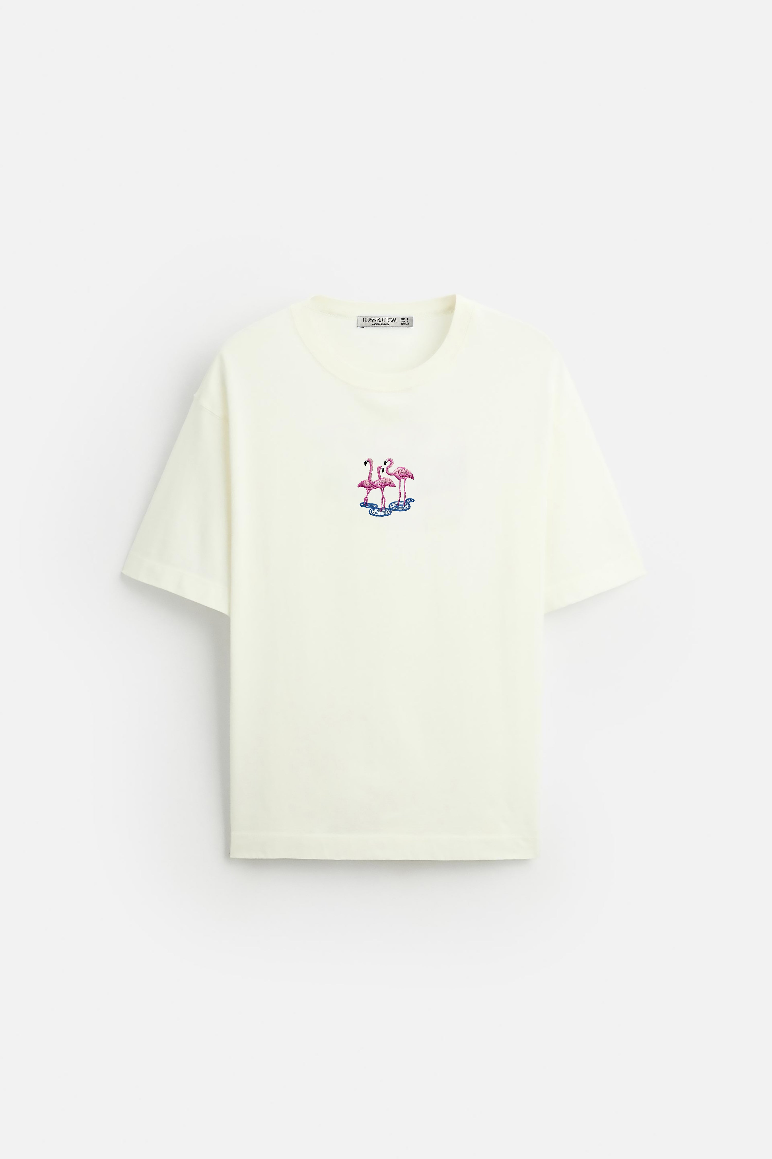 Oversize T-Shirt Flamingo's Nakış - Loss Buttom