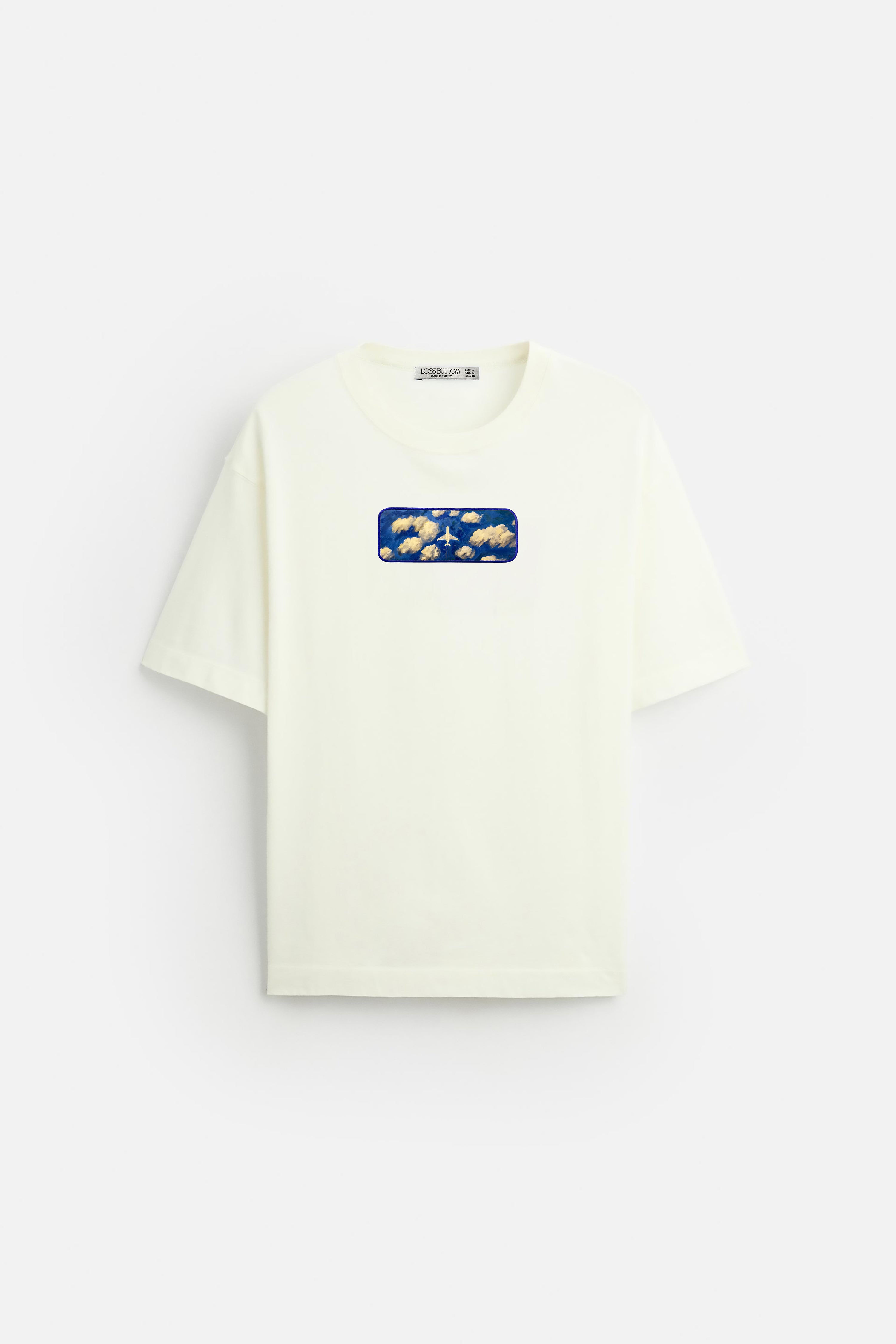 Oversize T-Shirt Plane Maldives Buttom Kenar Nakış