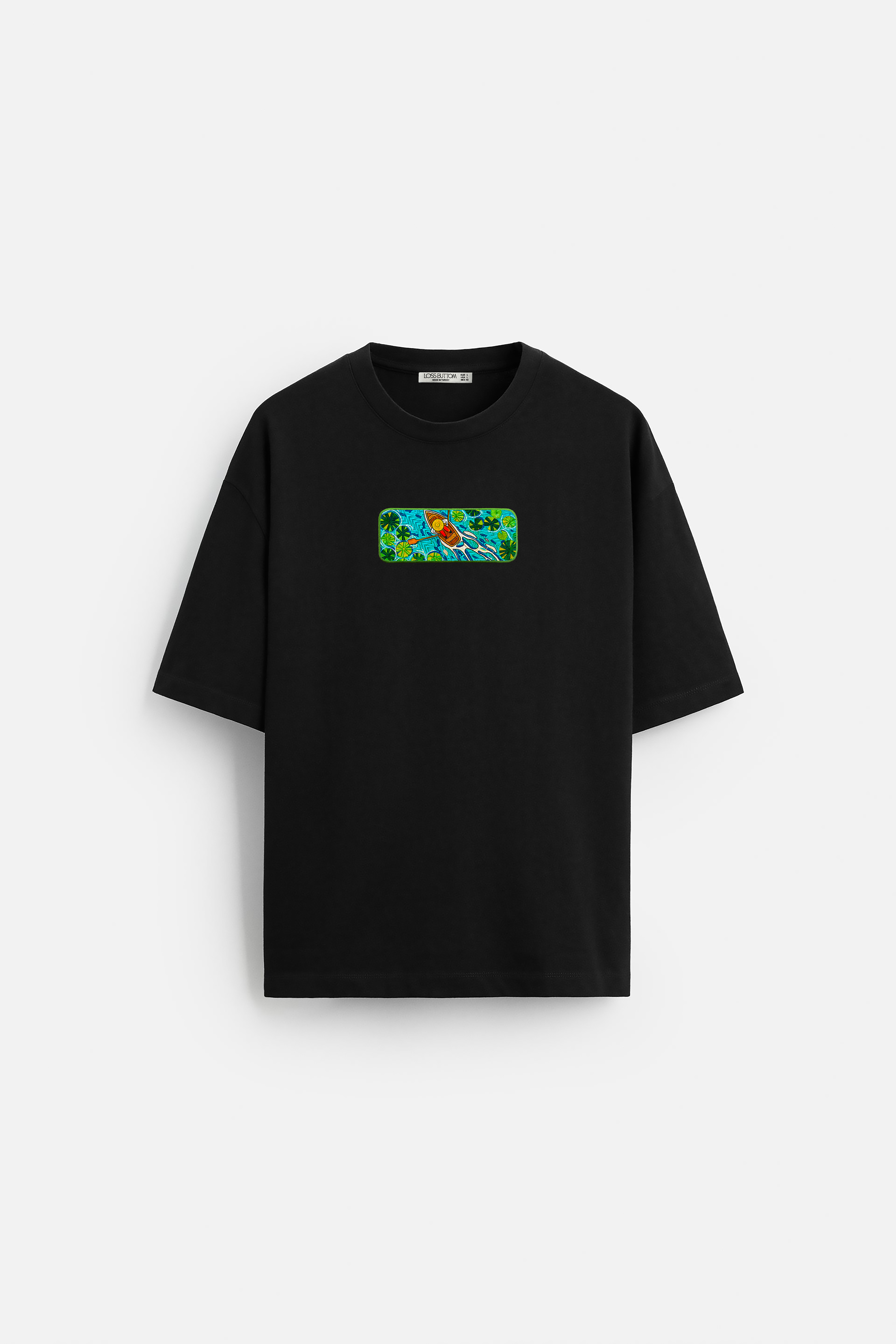 Oversize T-Shirt Green Dinghy Kenar Buttom Nakış