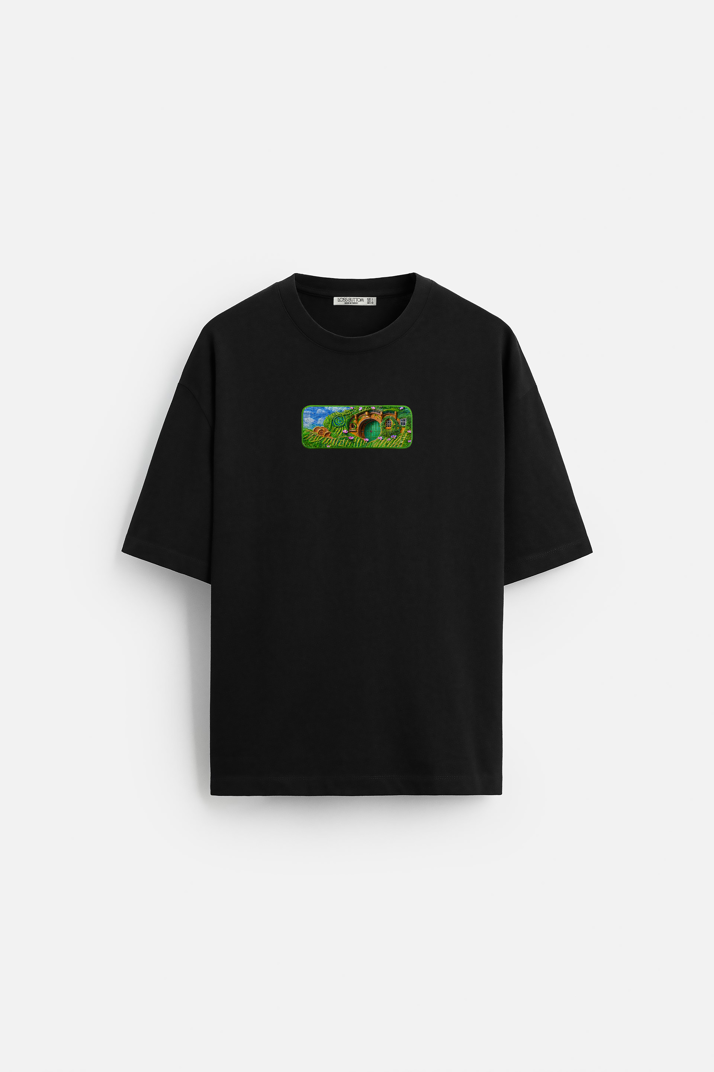 Oversize T-Shirt Hobbit Home Buttom Kenar Nakış