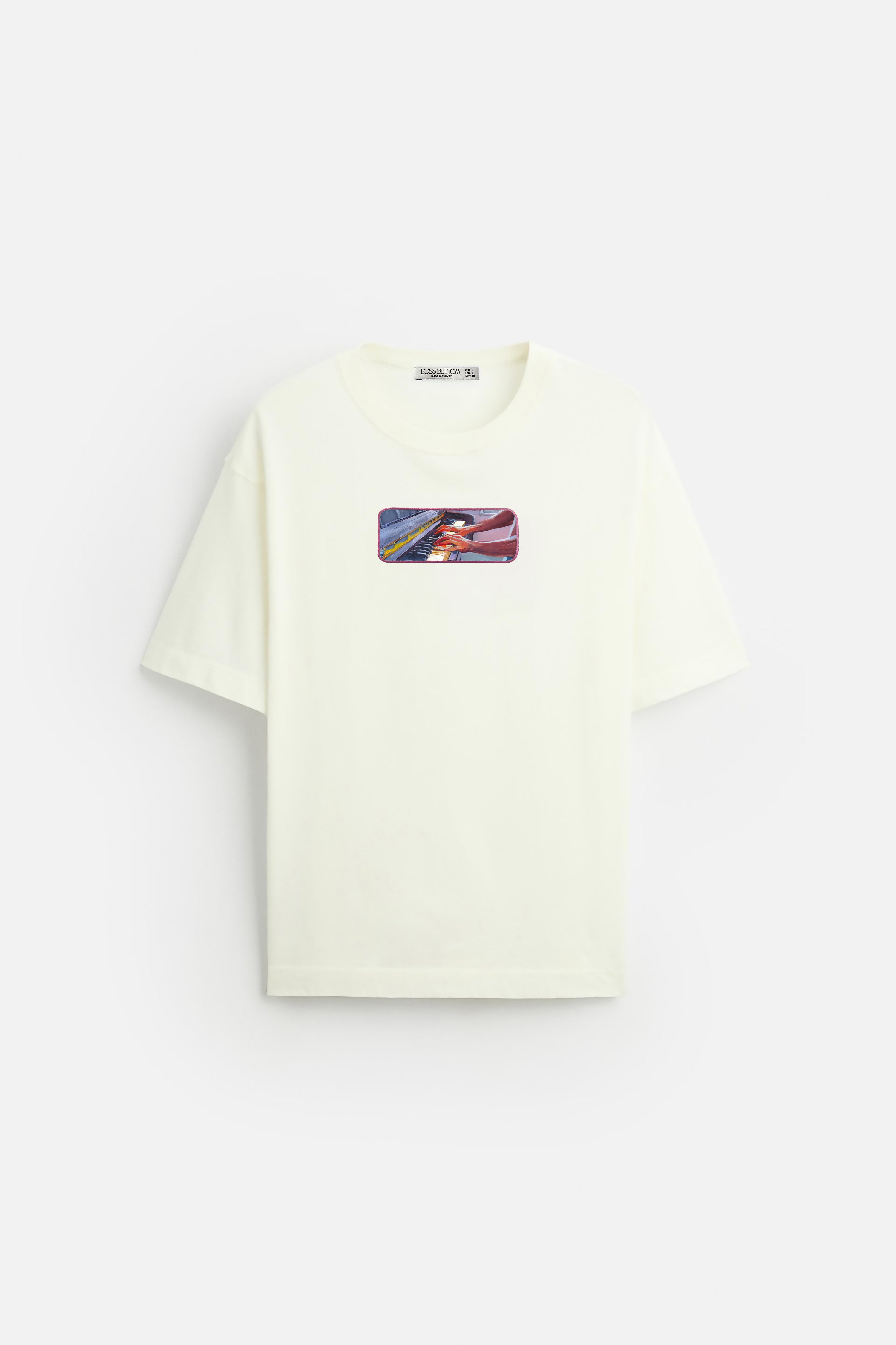 Oversize T-Shirt Piano Kenar Buttom Nakış