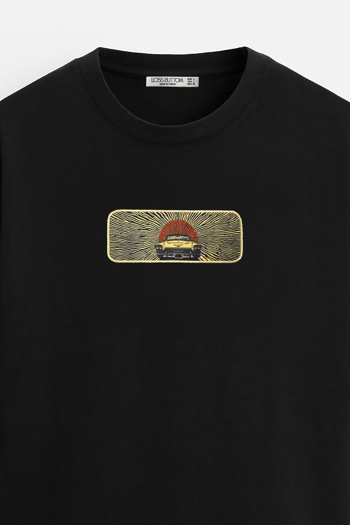 Ağır Kumaş Oversize T-Shirt Classic Car Kenar Buttom Nakış