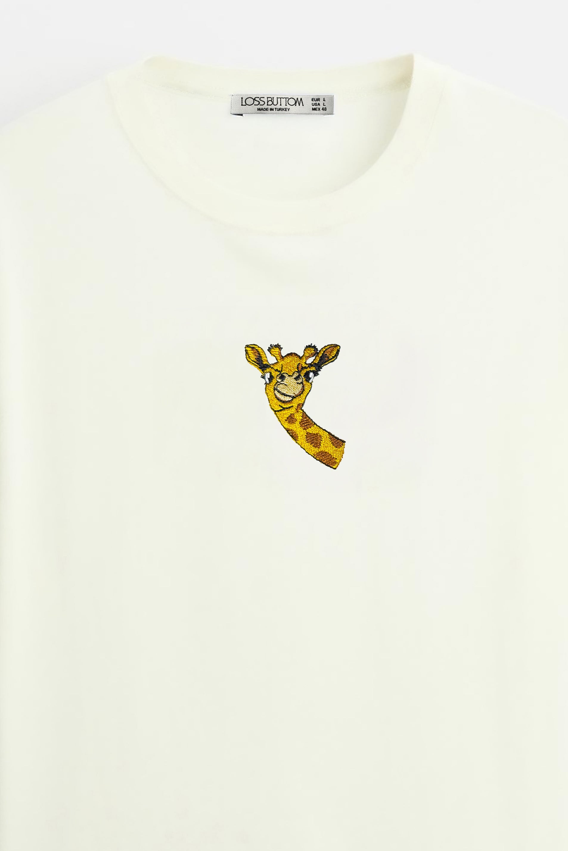 Oversize T-Shirt Giraffe Nakış - Loss Buttom