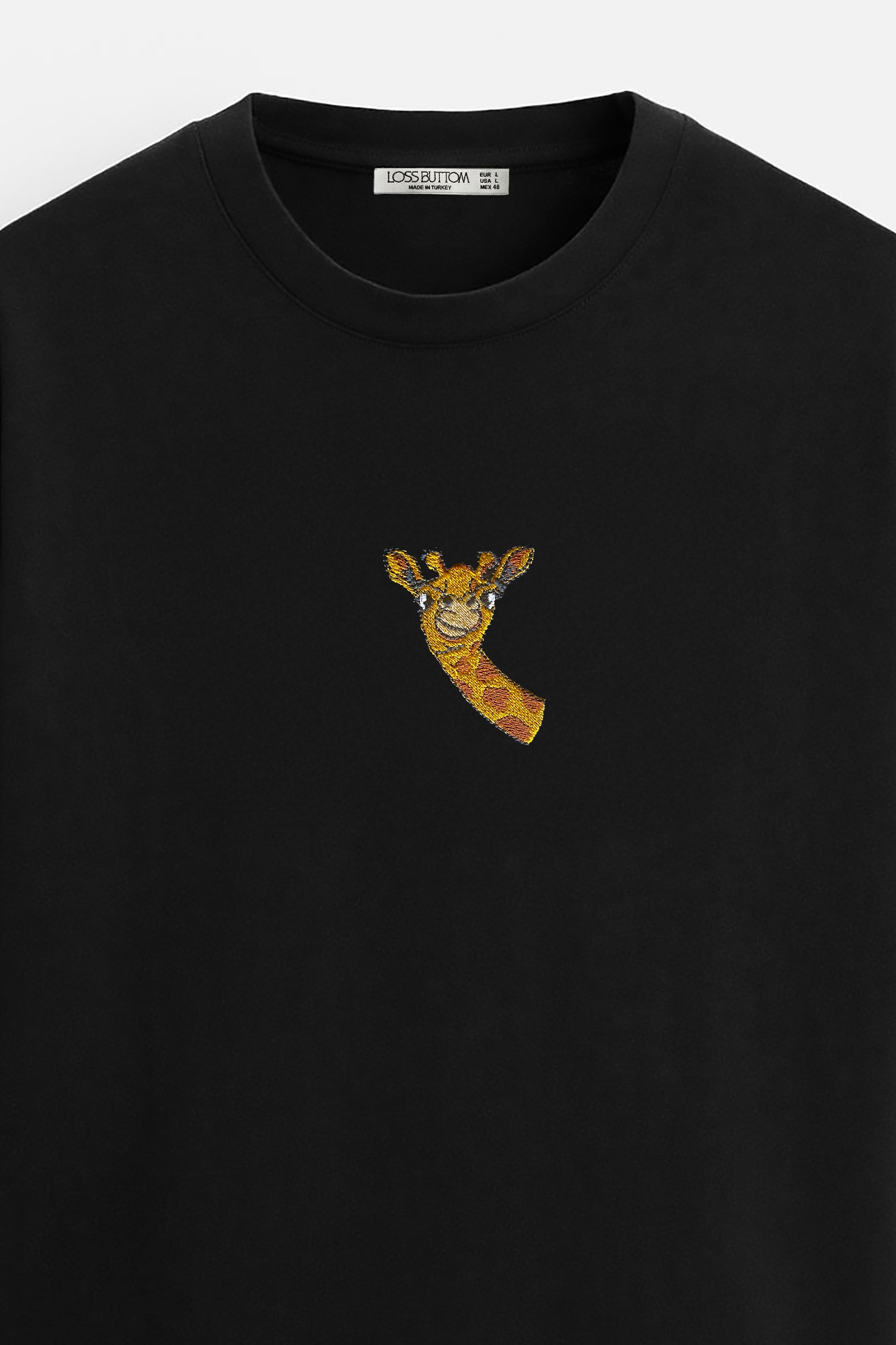 Oversize T-Shirt Giraffe Nakış - Loss Buttom