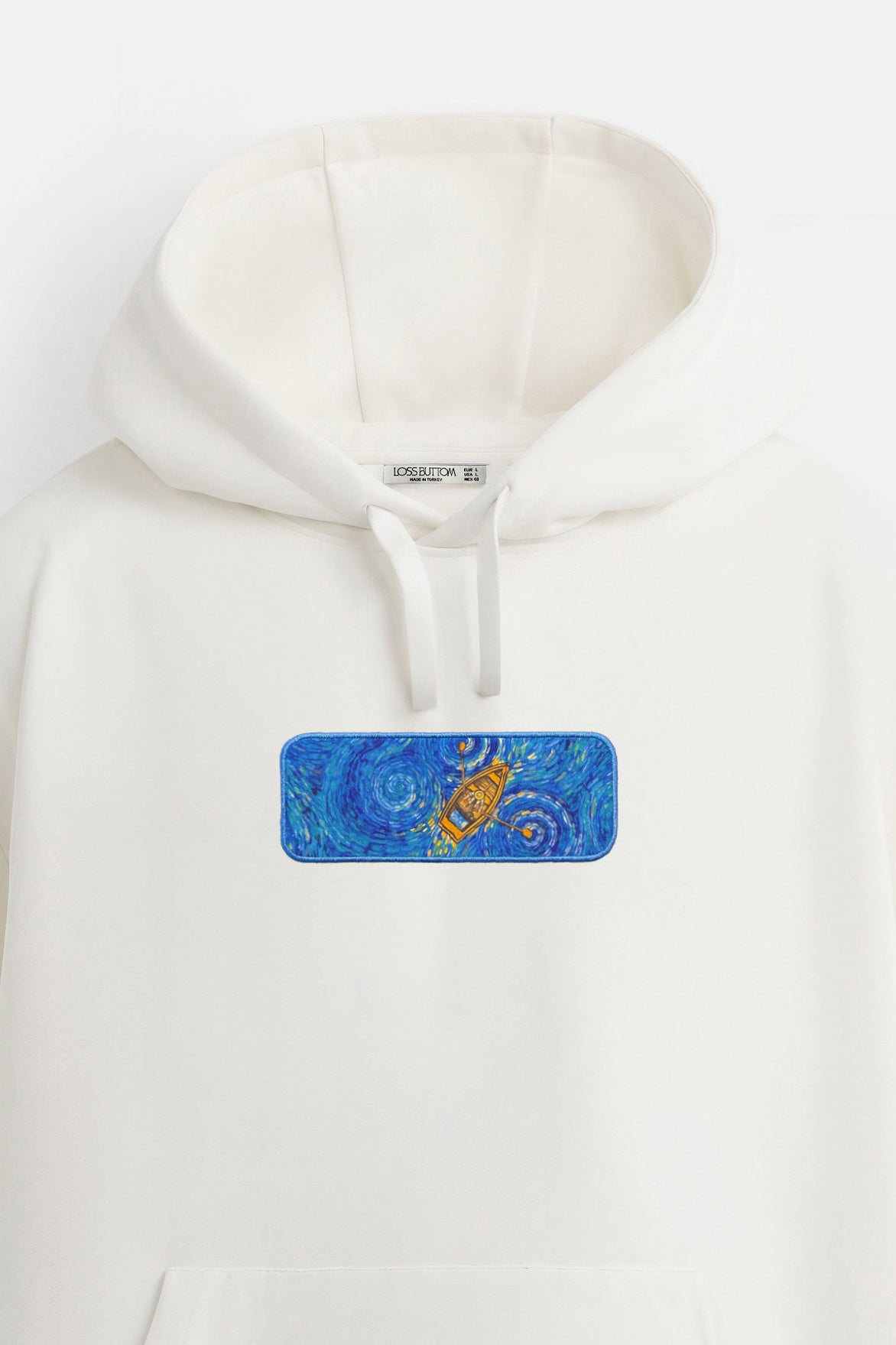 Oversize Hoodie Alone Boat Kenar Buttom Nakış