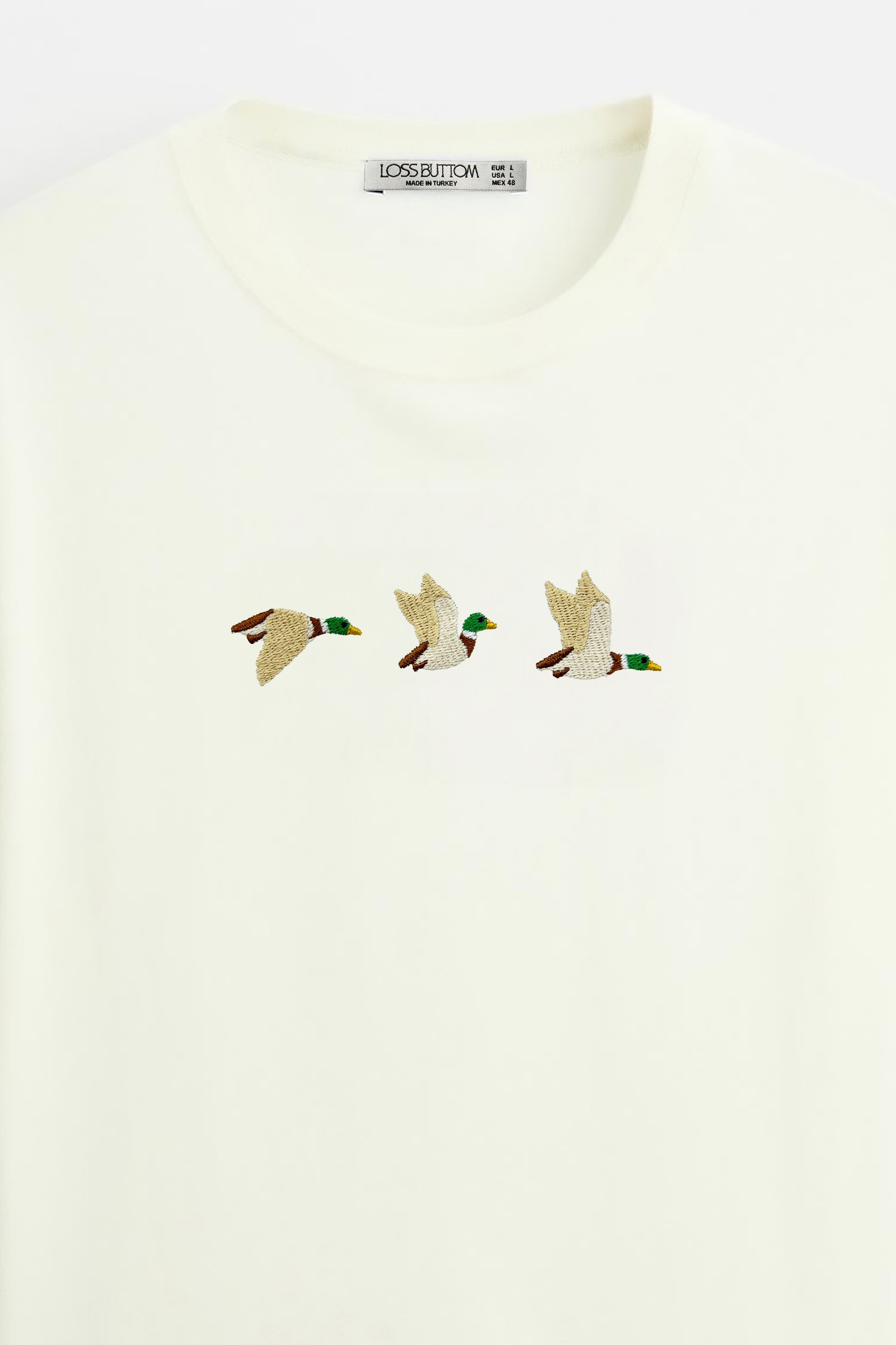 Oversize T-Shirt Flying Ducks Nakış - Loss Buttom