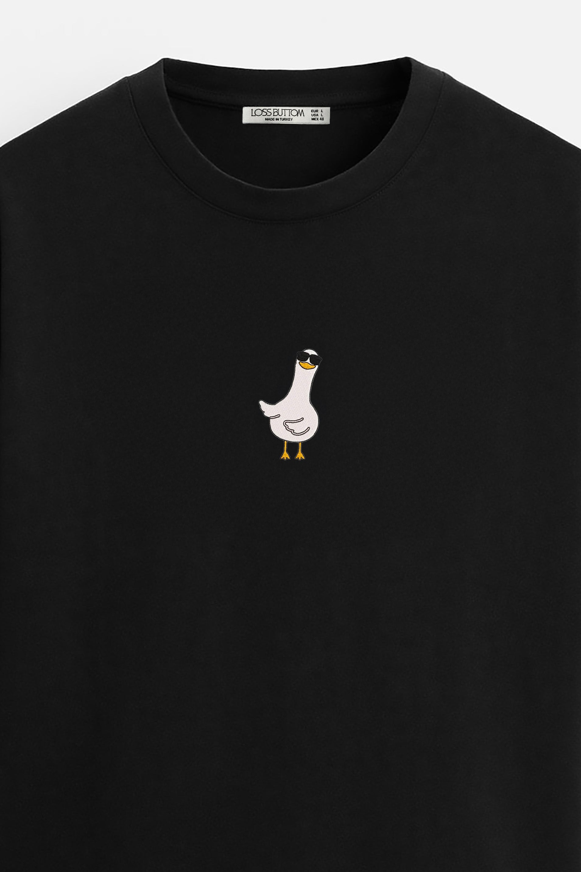 Oversize T-Shirt Goose With Glasses Nakış
