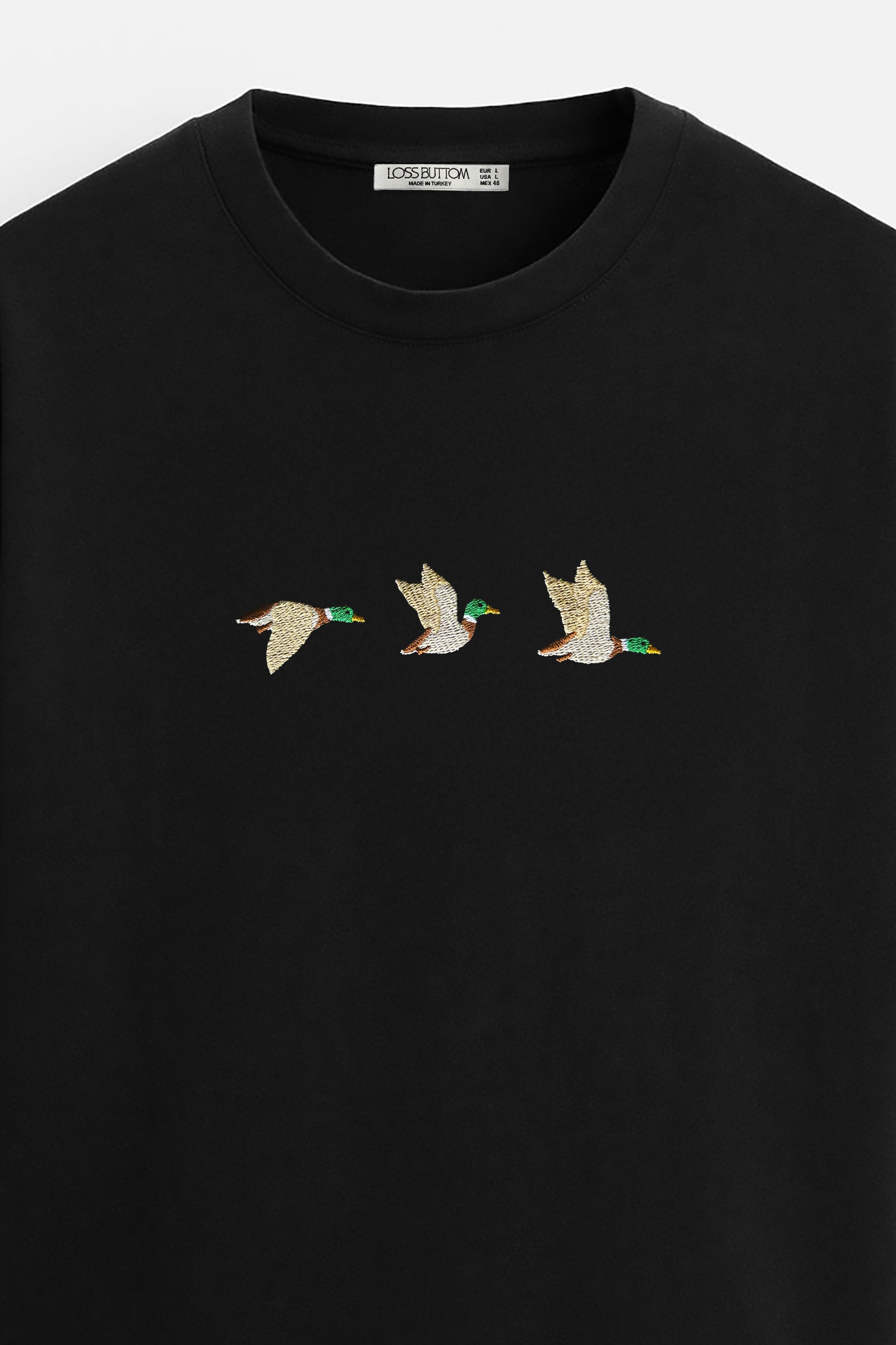 Oversize T-Shirt Flying Ducks Nakış - Loss Buttom