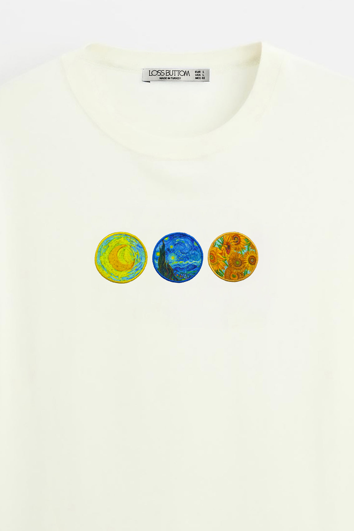 Oversize T-Shirt Van Gogh Art Kenar Buttom Nakış