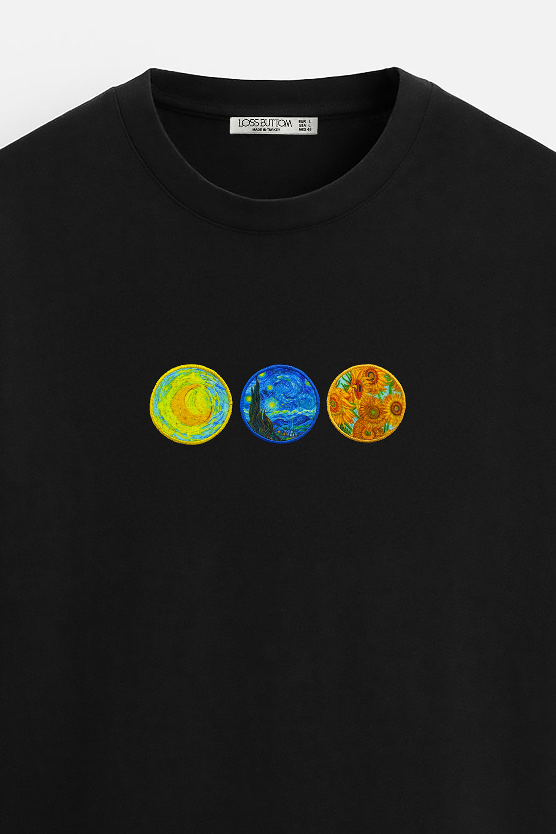 Oversize T-Shirt Van Gogh Art Kenar Buttom Nakış