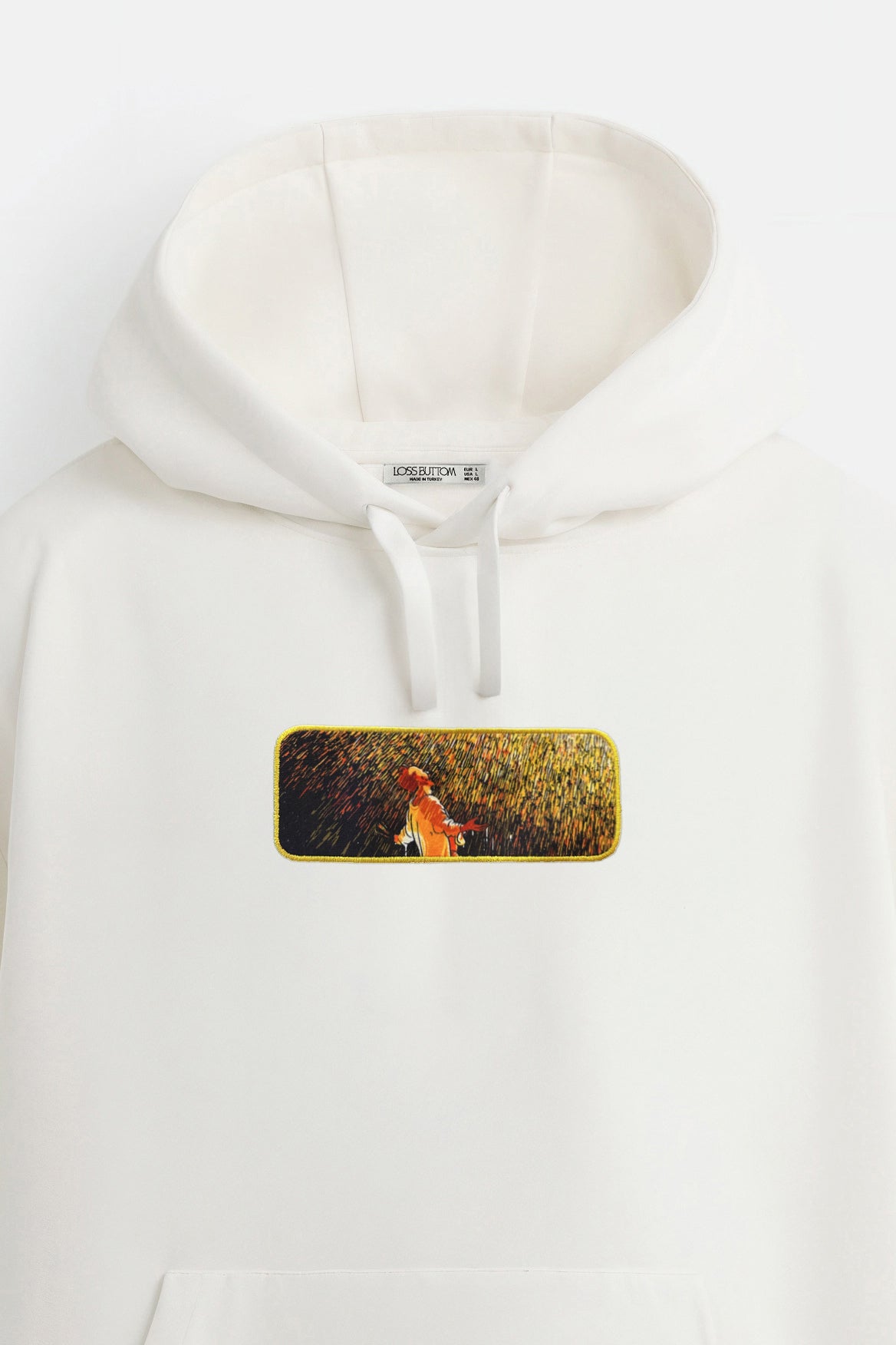 Oversize Hoodie Rain Man Kenar Buttom Nakış