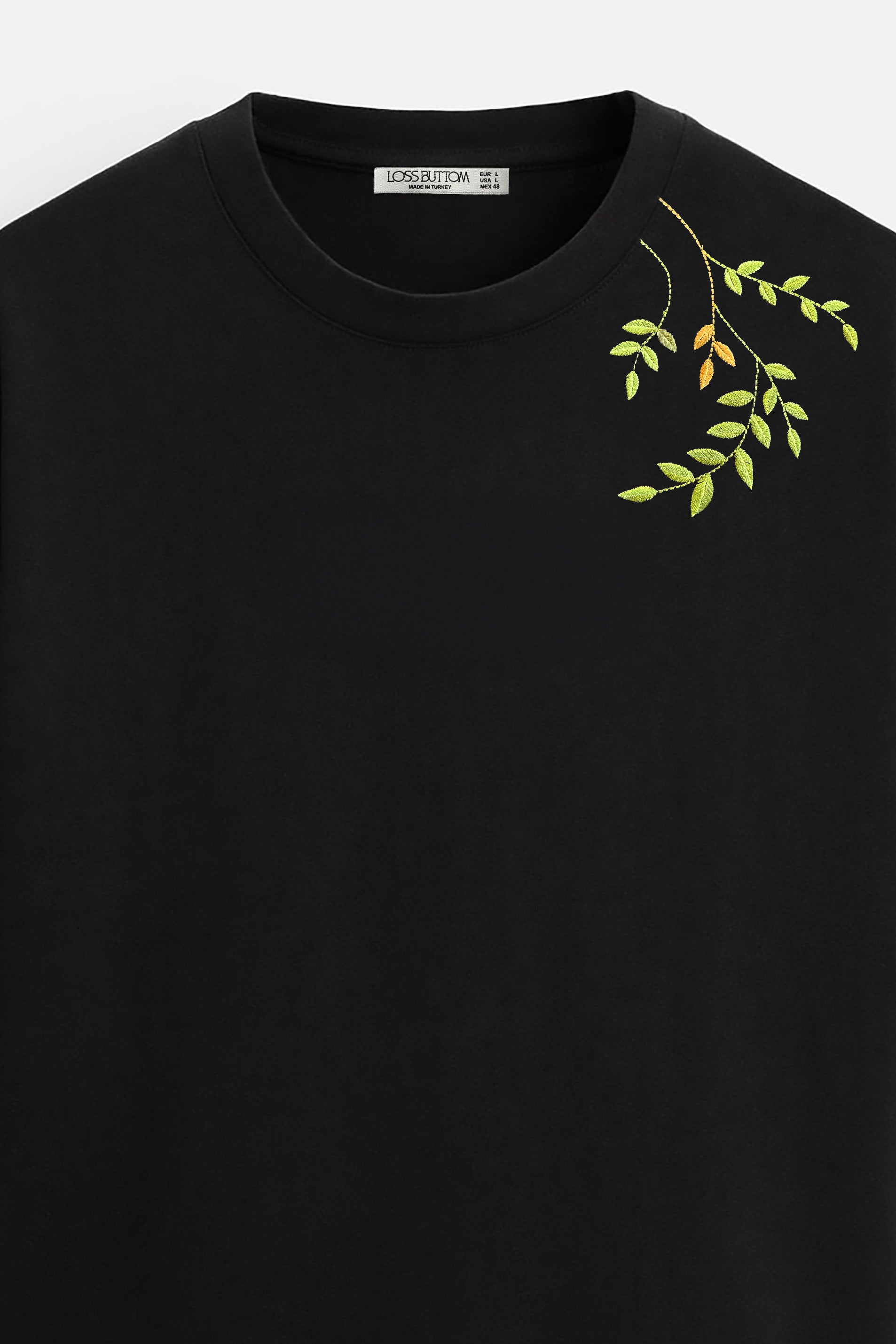 Oversize T-Shirt Foliage Nakış - Loss Buttom
