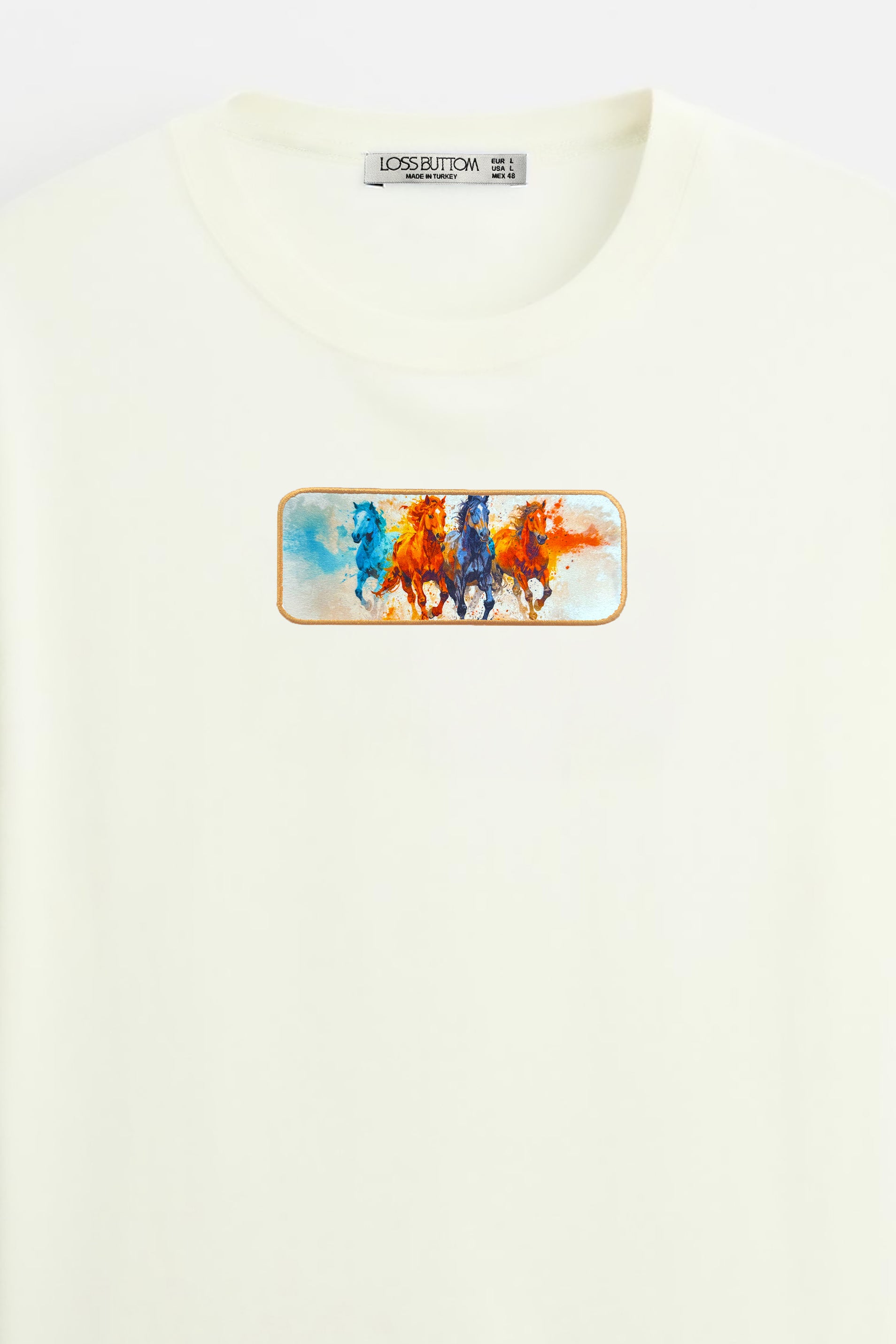 Oversize T-Shirt Horse's Kenar Buttom Nakış