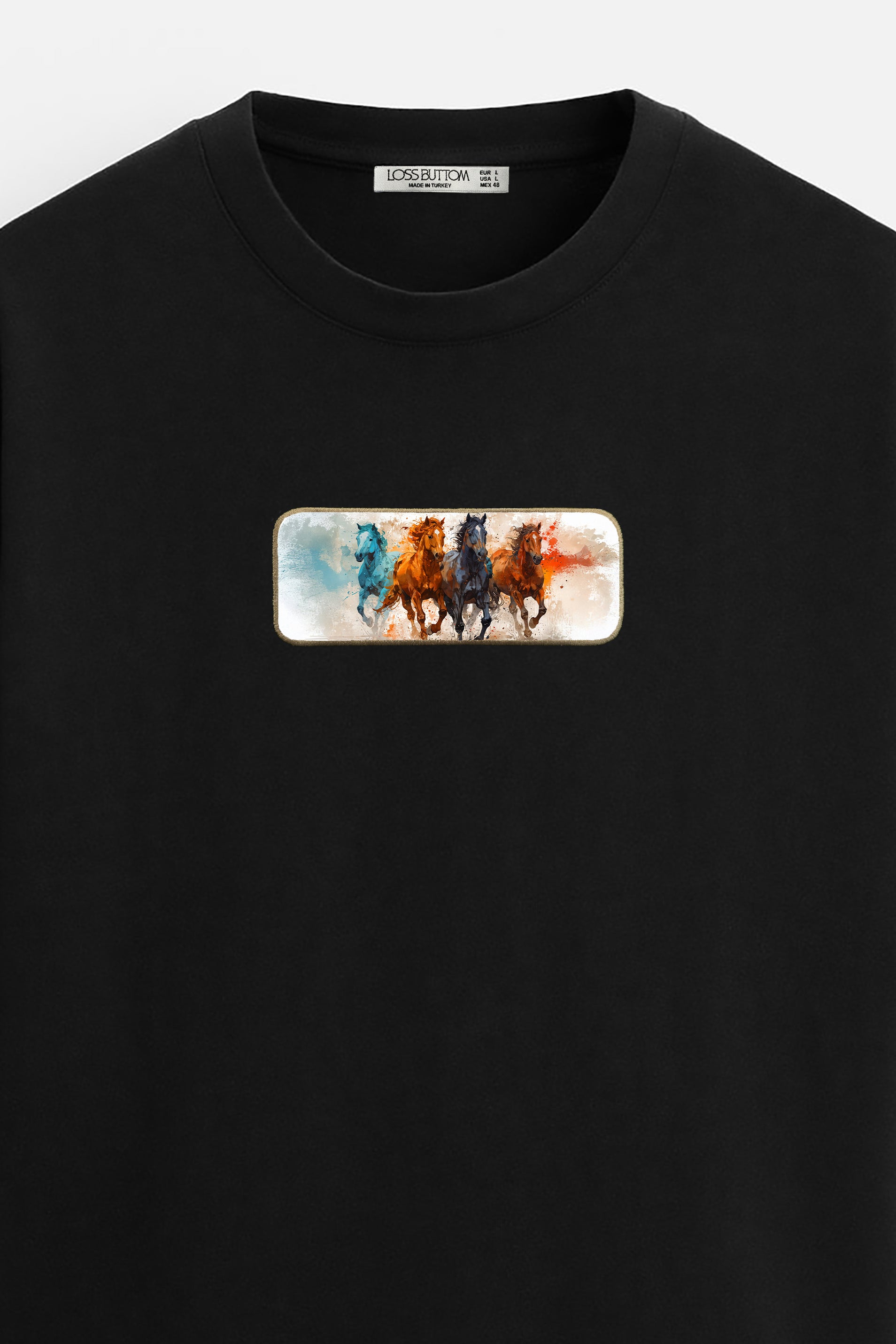 Oversize T-Shirt Horse's Kenar Buttom Nakış