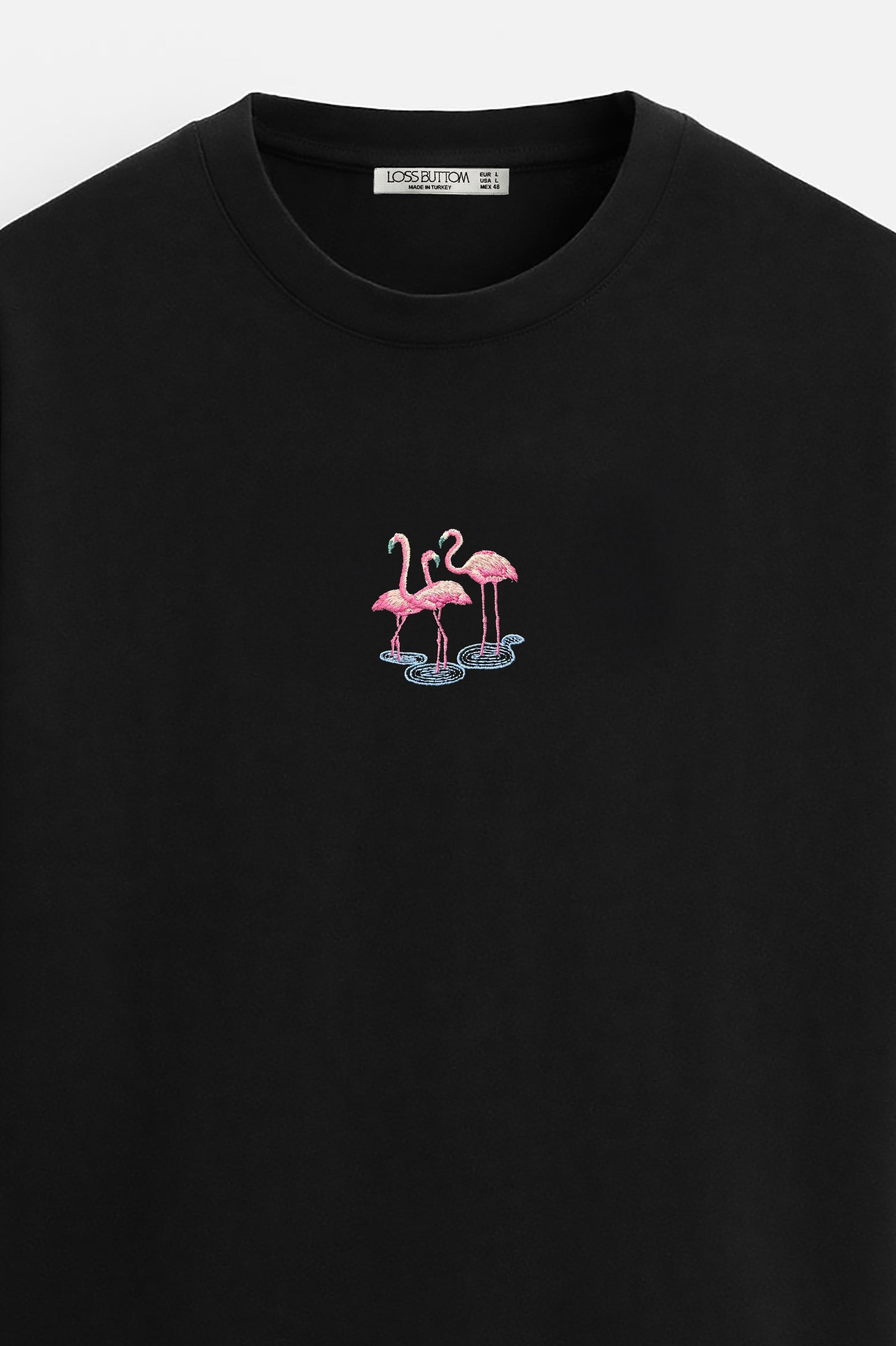 Oversize T-Shirt Flamingo's Nakış - Loss Buttom