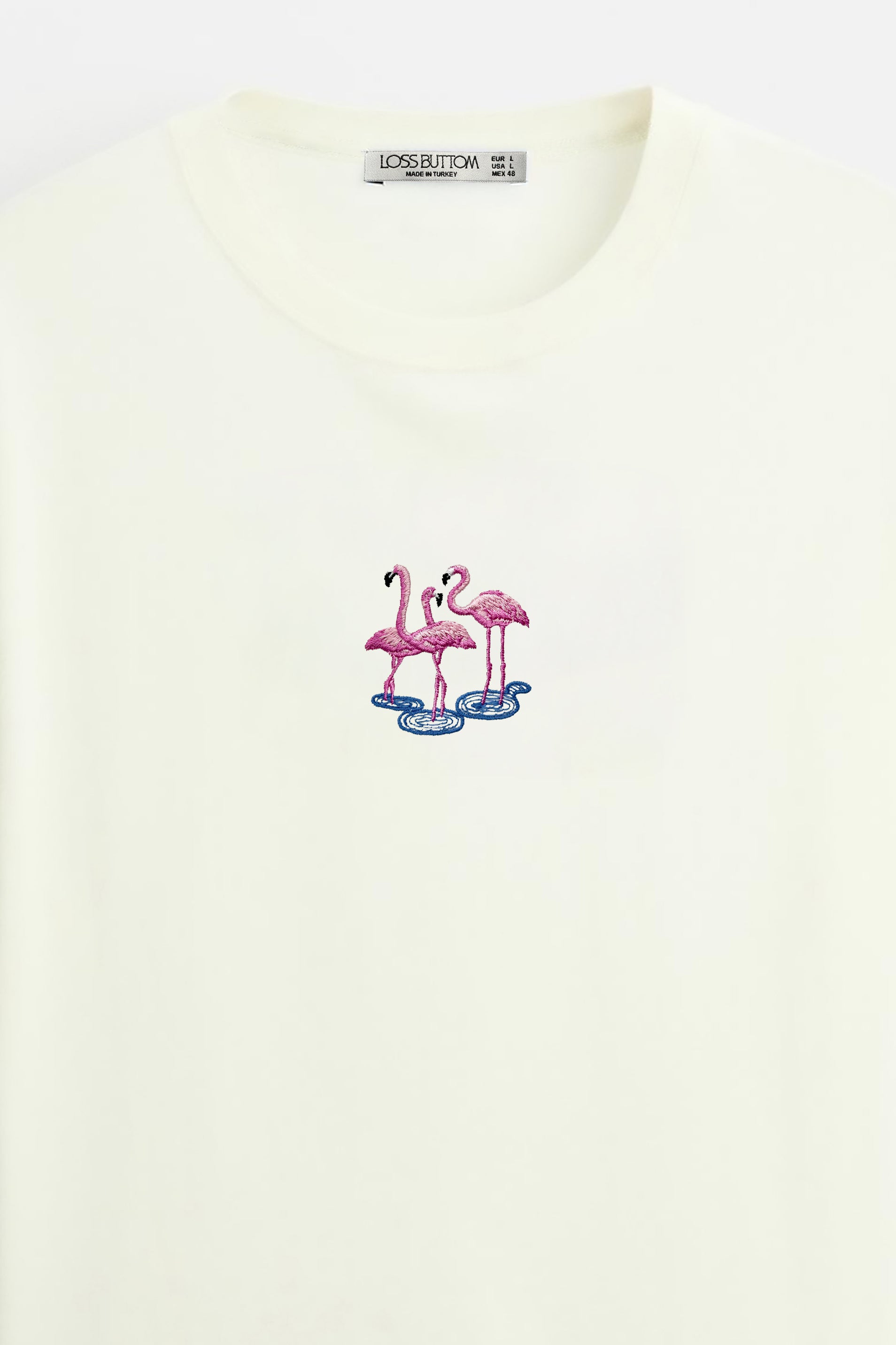 Oversize T-Shirt Flamingo's Nakış - Loss Buttom