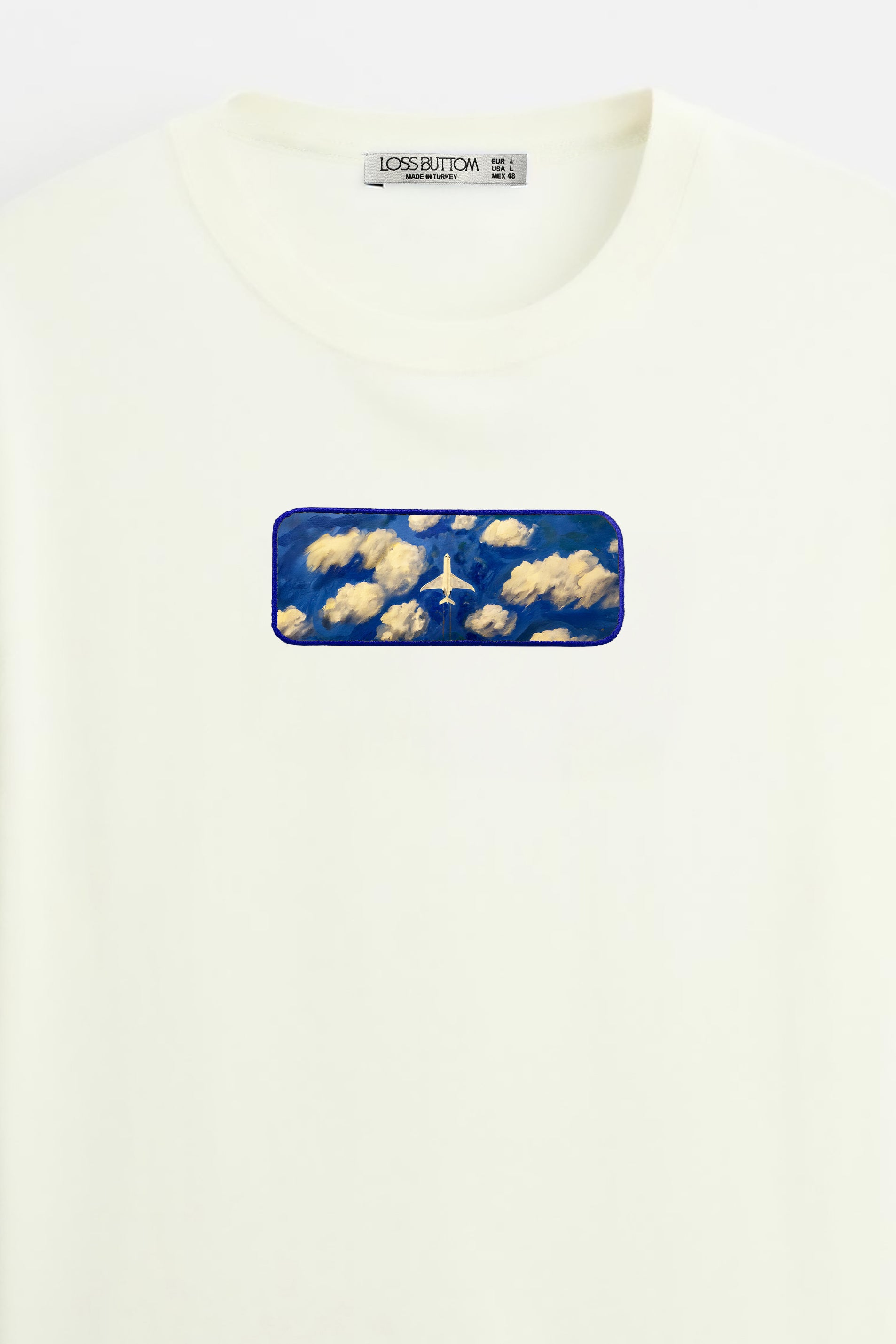 Oversize T-Shirt Plane Maldives Buttom Kenar Nakış