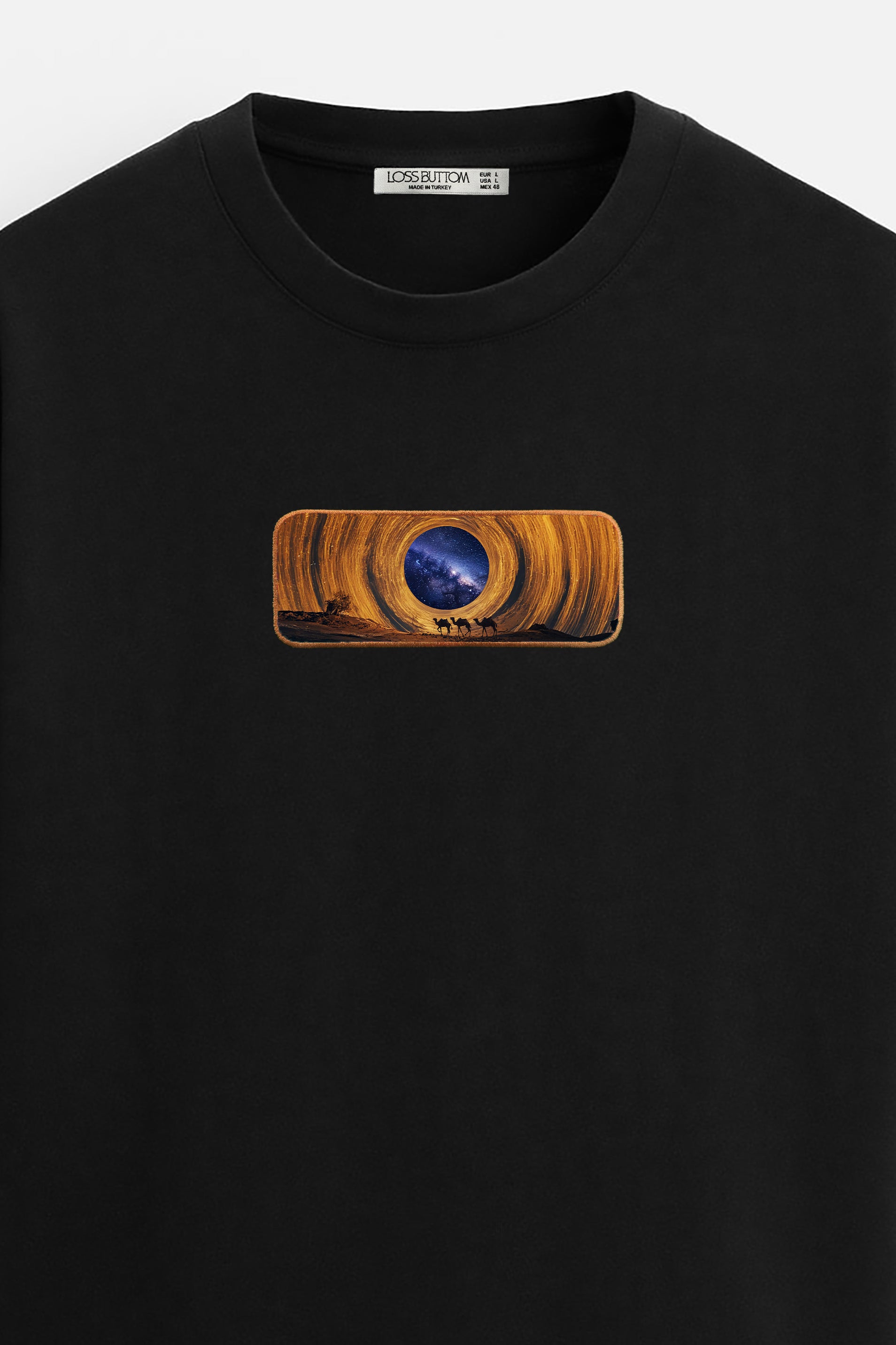 Oversize T-Shirt Space Sahra Kenar Buttom Nakış
