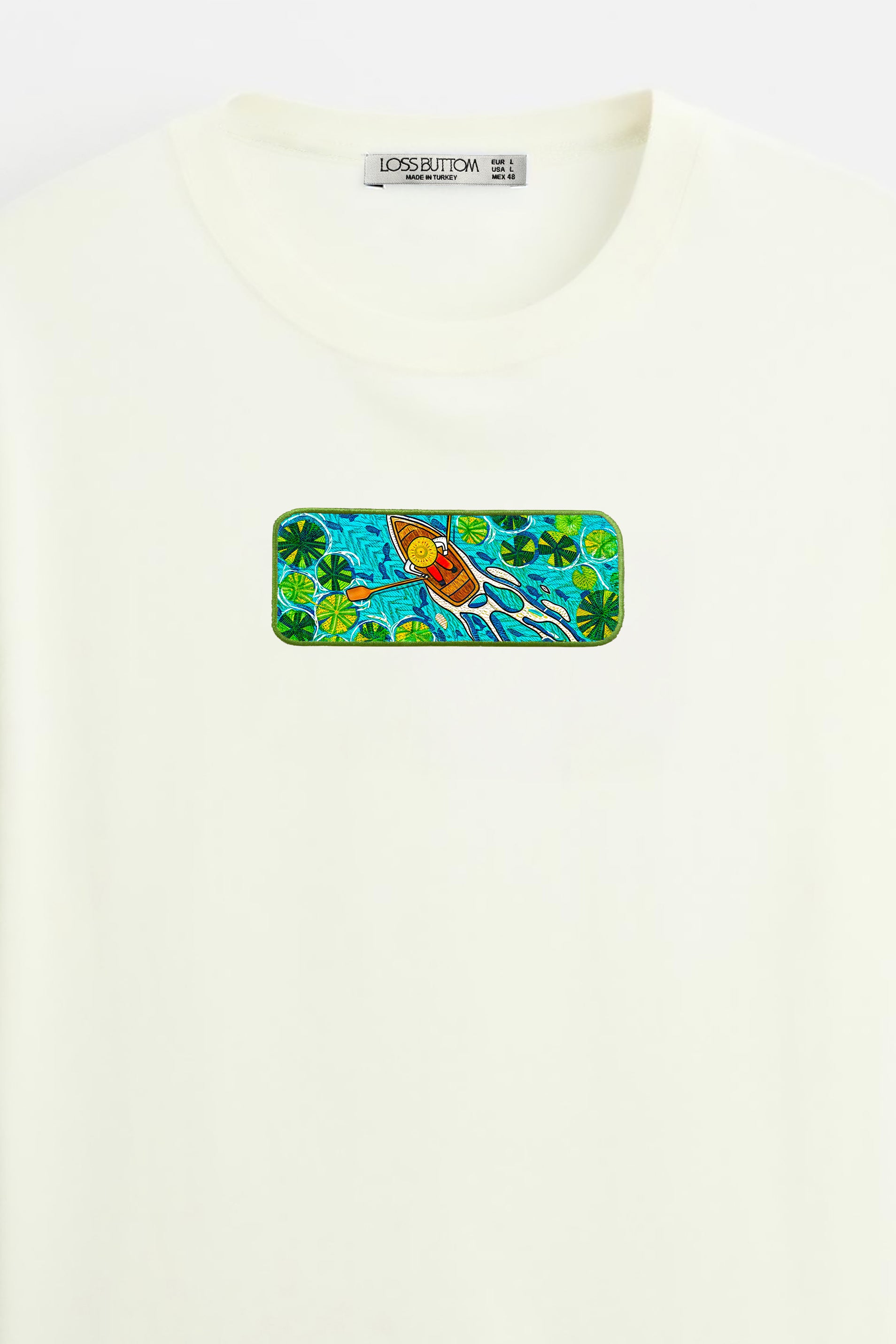 Oversize T-Shirt Green Dinghy Kenar Buttom Nakış