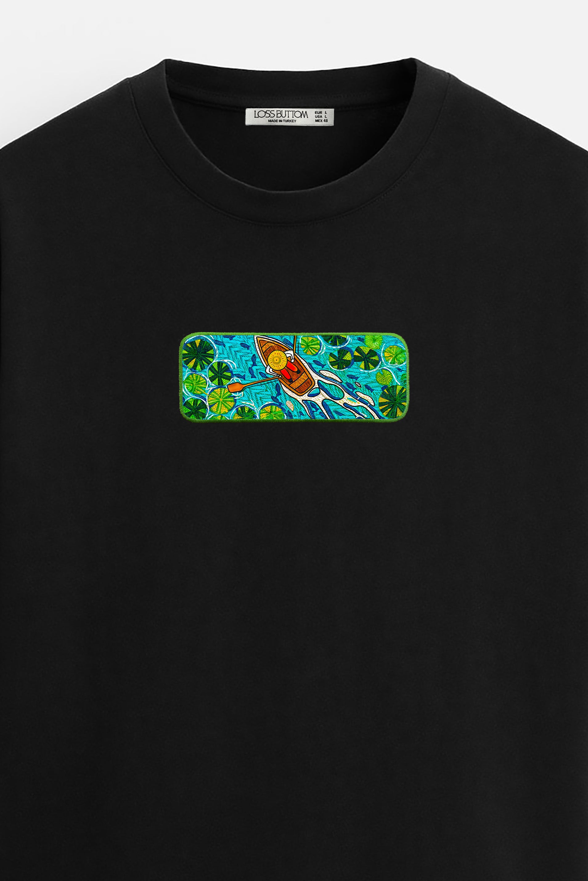 Oversize T-Shirt Green Dinghy Kenar Buttom Nakış