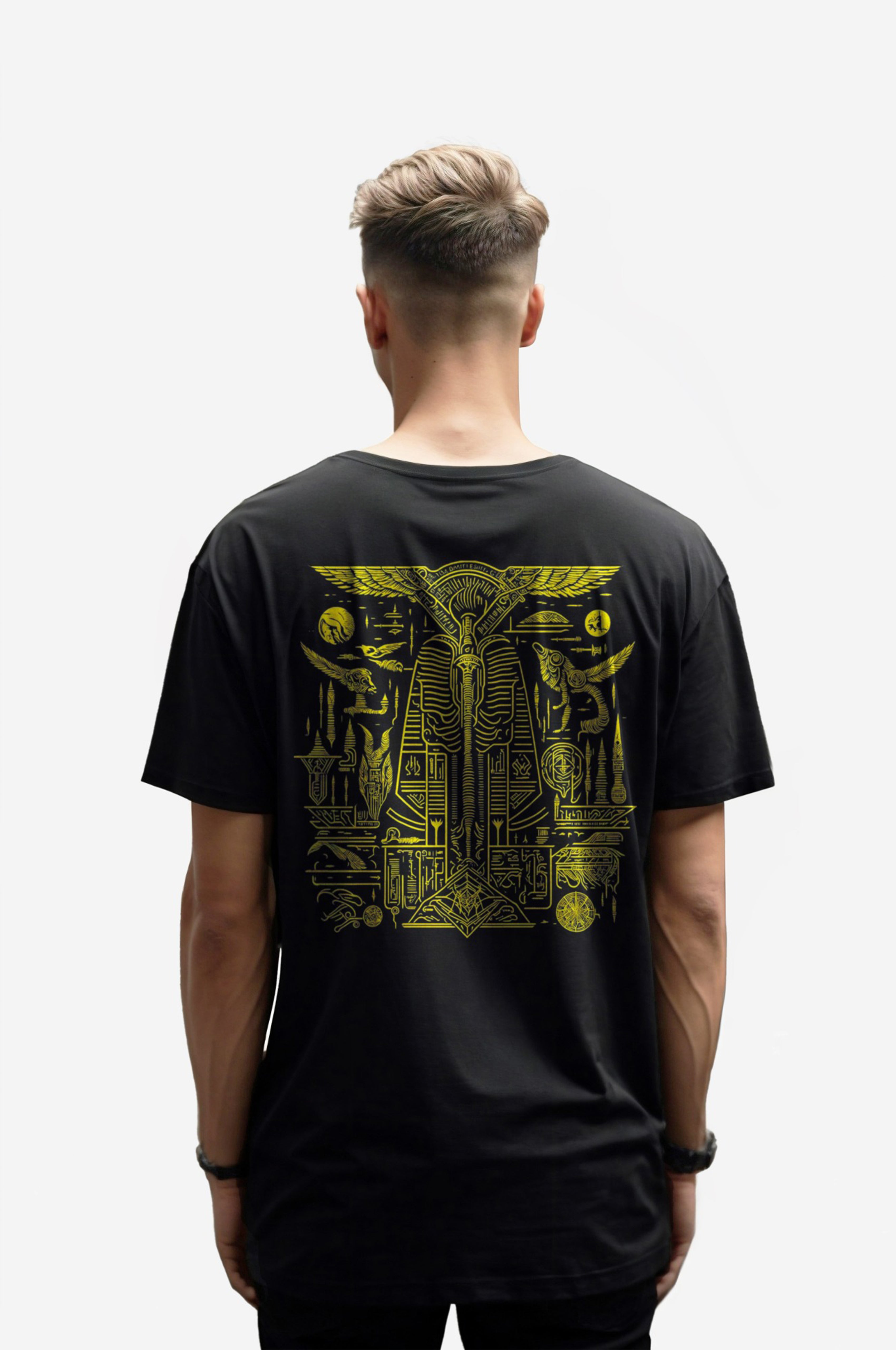 Oversize T-Shirt Egyptian Hieroglyph Baskılı