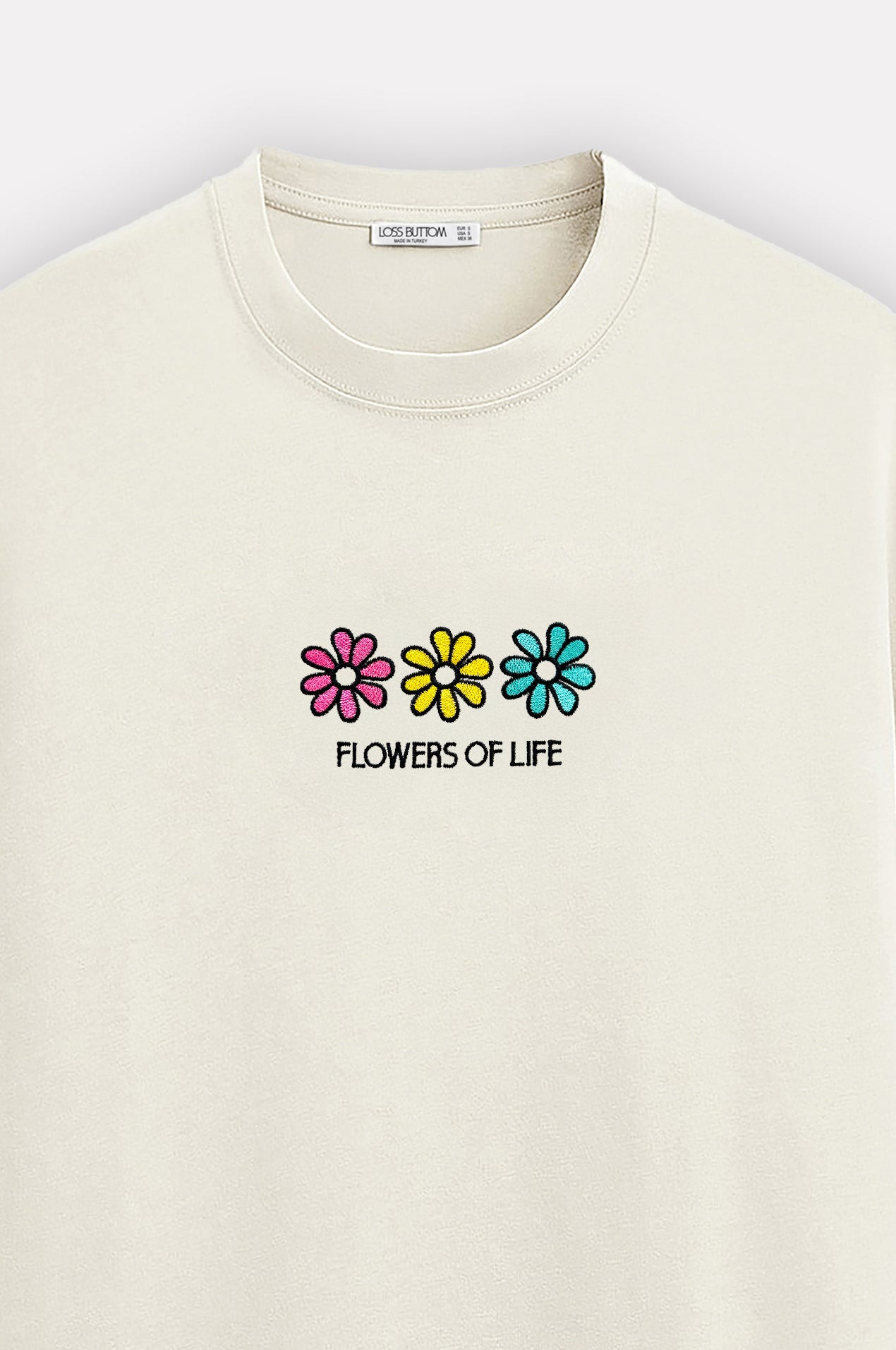 Ağır Kumaş Oversize T-Shirt Flower's Nakış - Loss Buttom