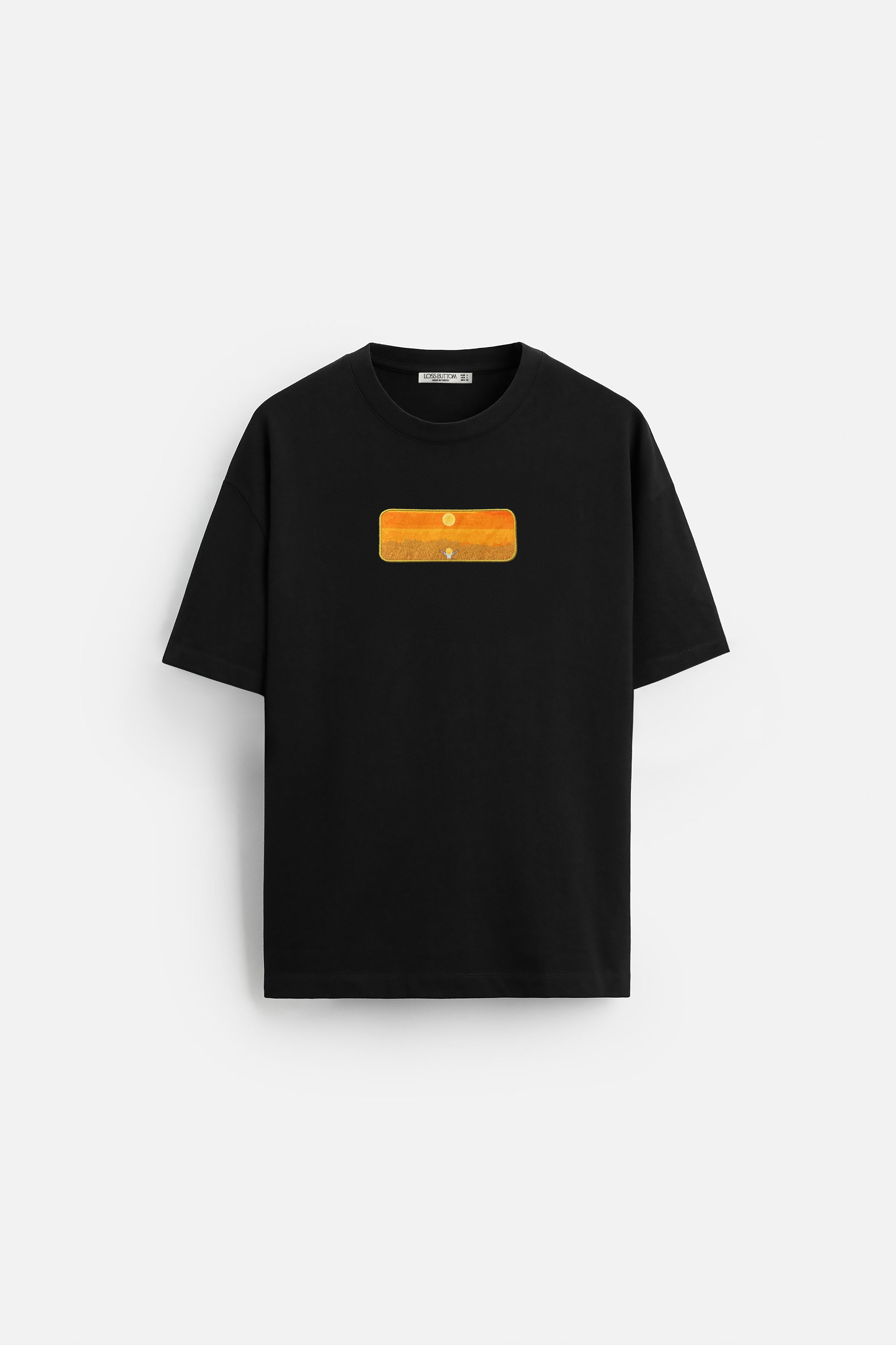 Ağır Kumaş Oversize T-Shirt Good Sun Kenar Buttom Nakış - Loss Buttom