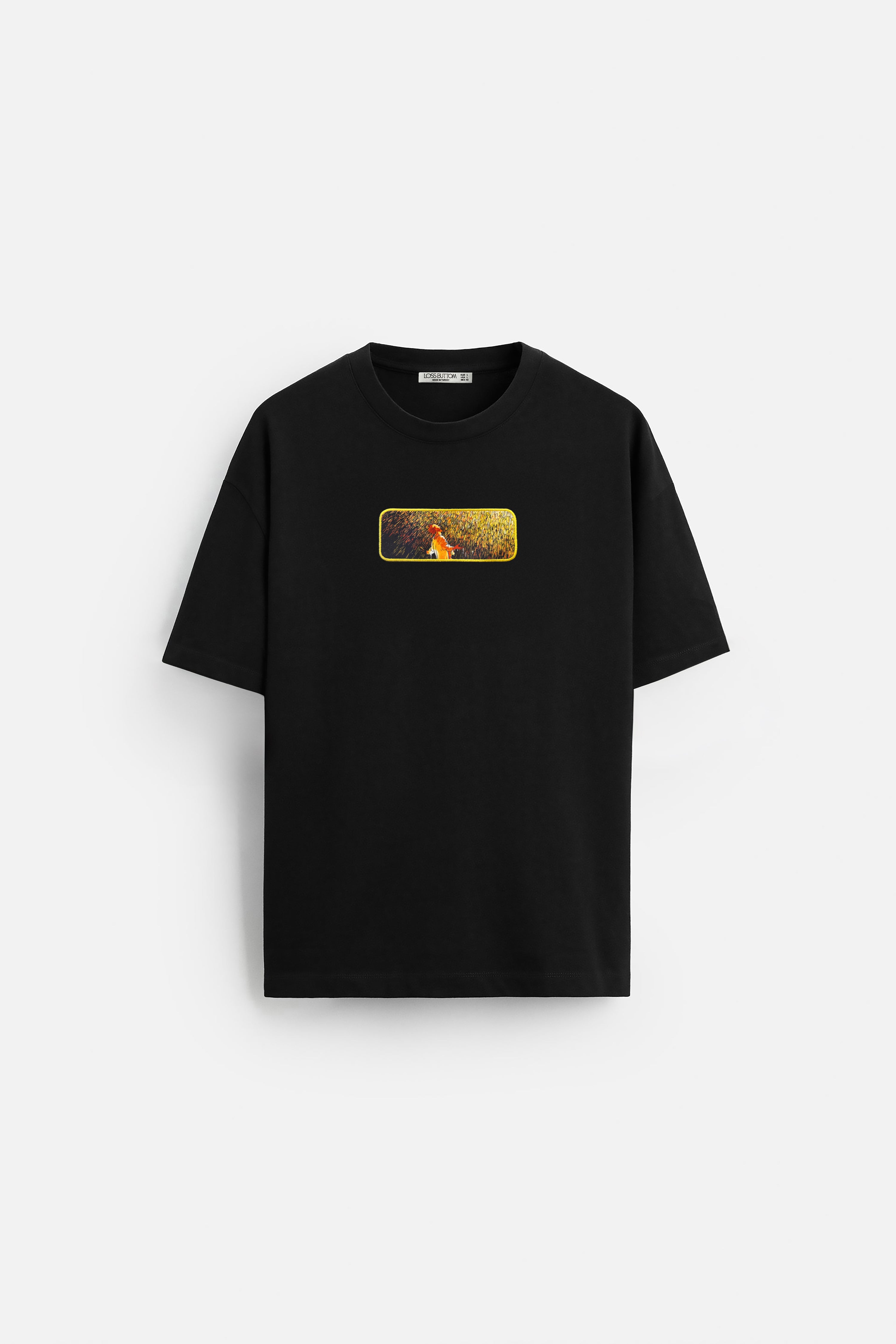 Ağır Kumaş Oversize T-Shirt Rain Man Kenar Buttom Nakış - Loss Buttom