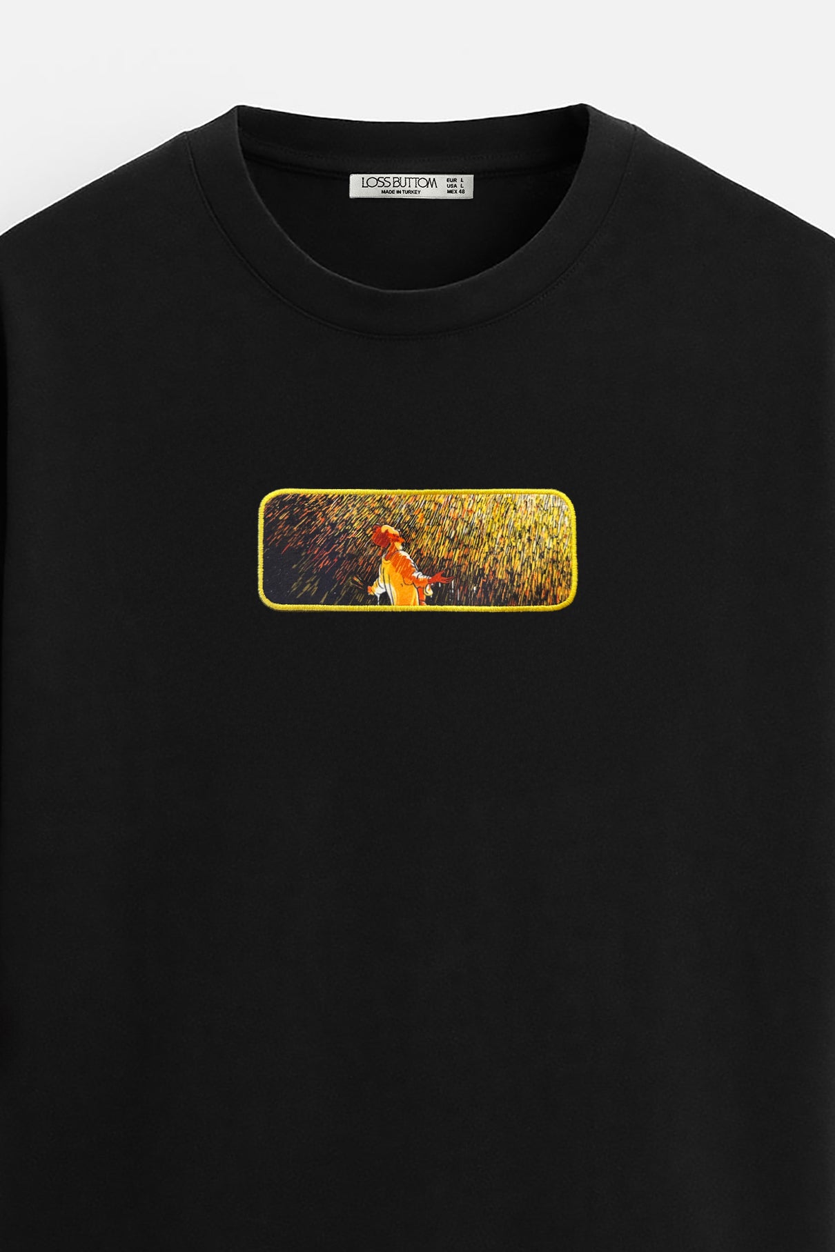 Ağır Kumaş Oversize T-Shirt Rain Man Kenar Buttom Nakış - Loss Buttom
