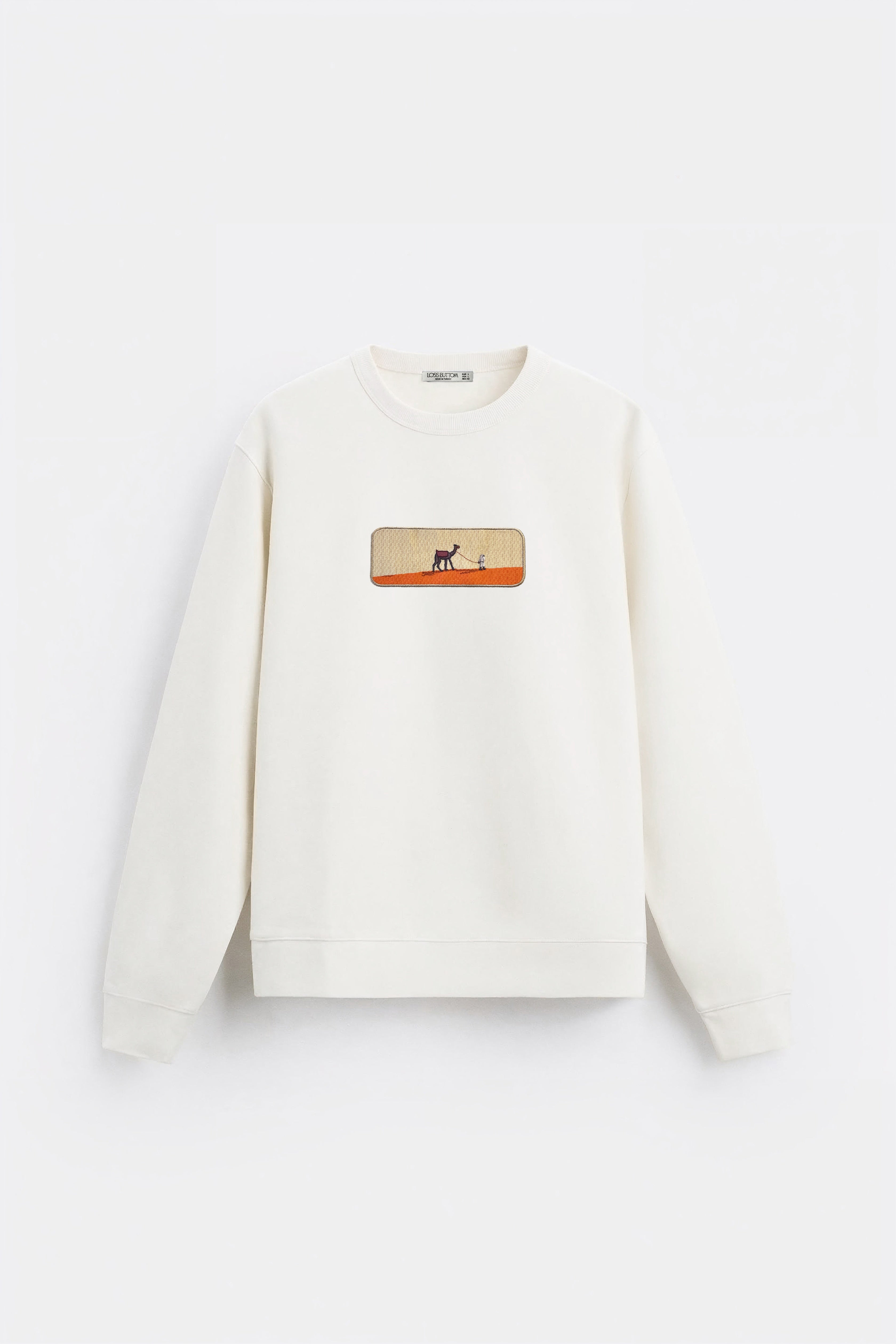 Camel Kenar Nakışlı Oversize Sweatshirt