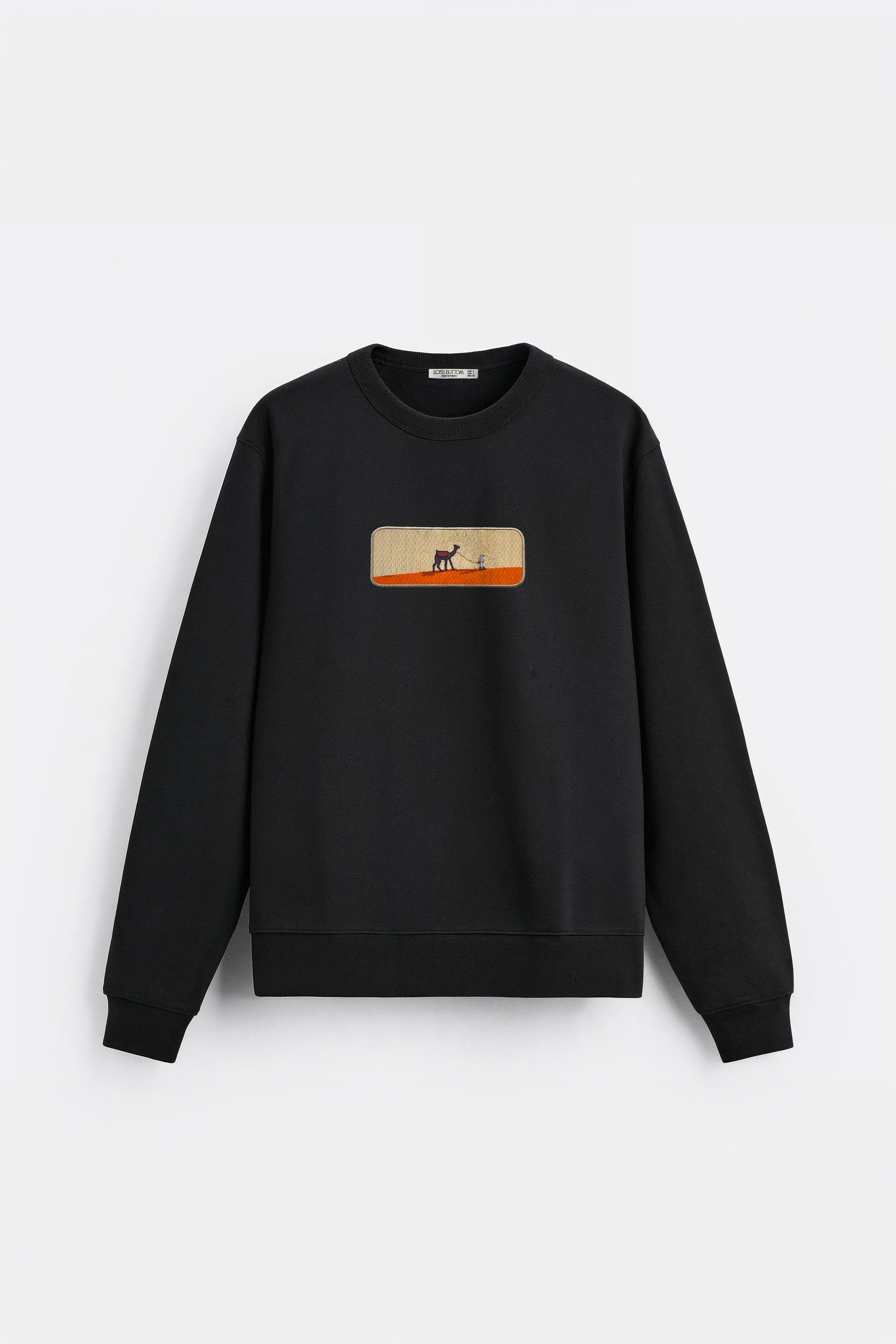 Camel Kenar Nakışlı Oversize Sweatshirt